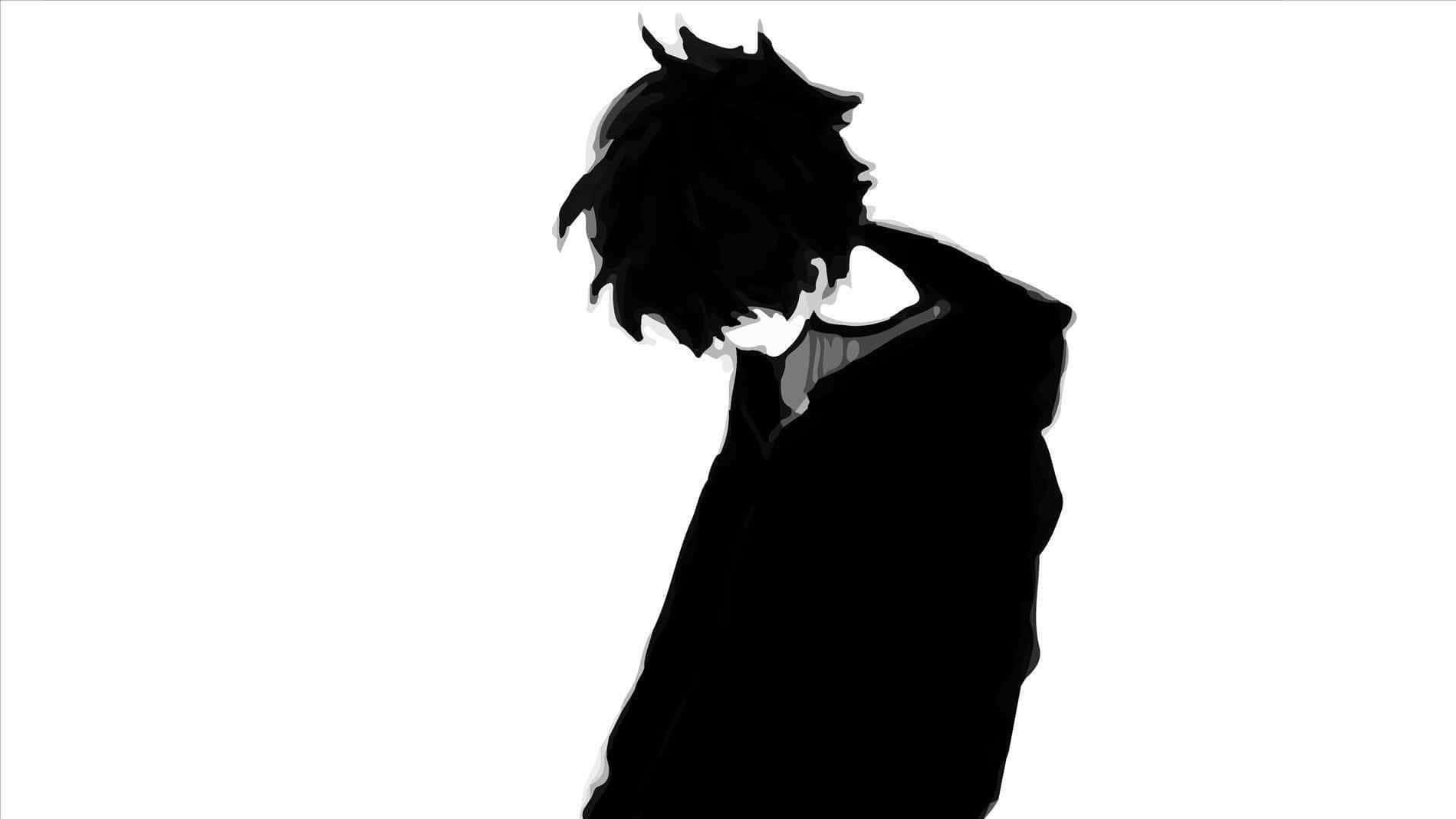 Cảnh Anime Đen Trắng Huyền Bí Hình nền