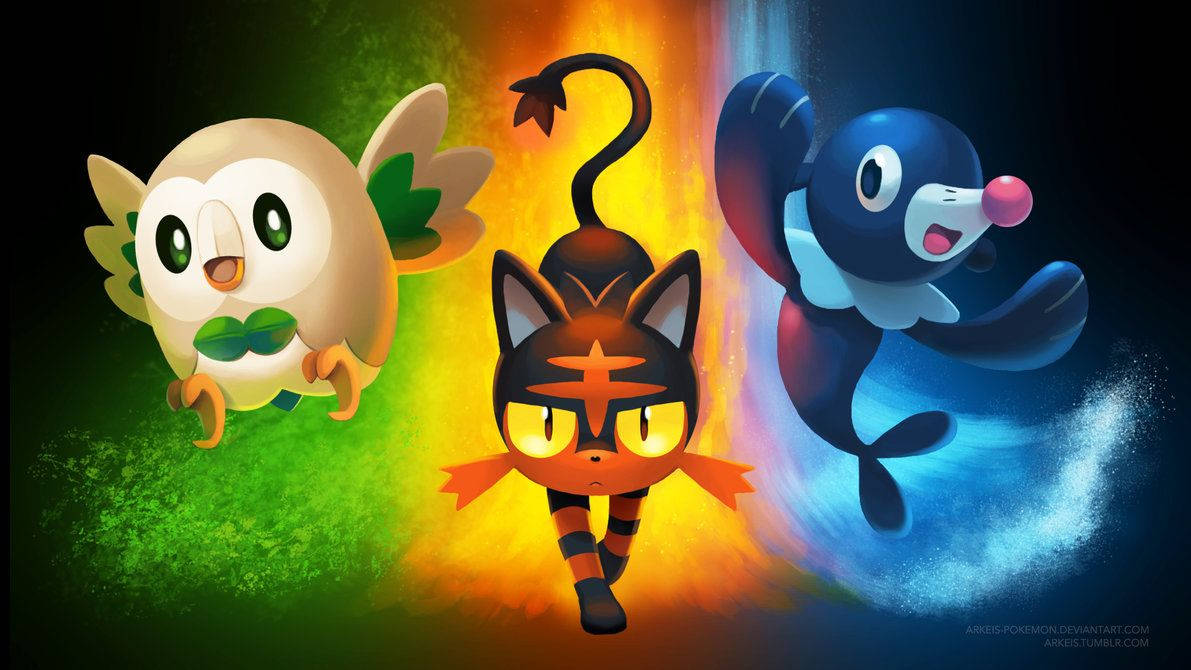 "Cảnh báo các huấn luyện viên về những Pokemon trên không, trên cạn và dưới biển!" Hình nền
