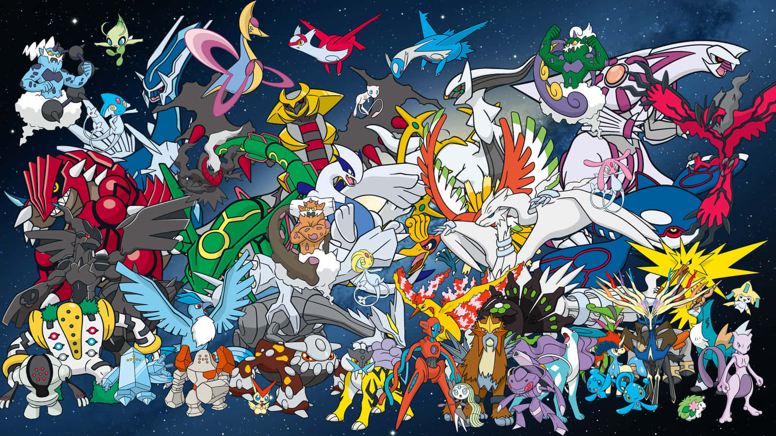 Cảnh chiến đấu căng thẳng với các Pokemon huyền thoại Hình nền