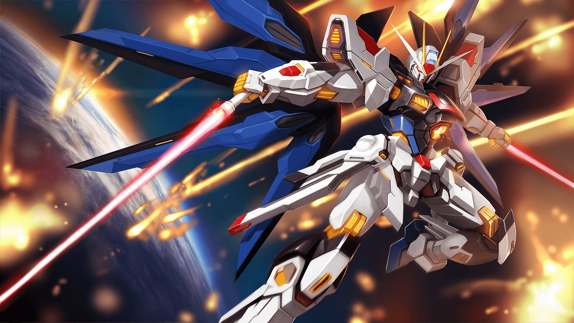 Cảnh chiến đấu hoành tráng giữa các chiến binh Gundam huyền thoại Hình nền
