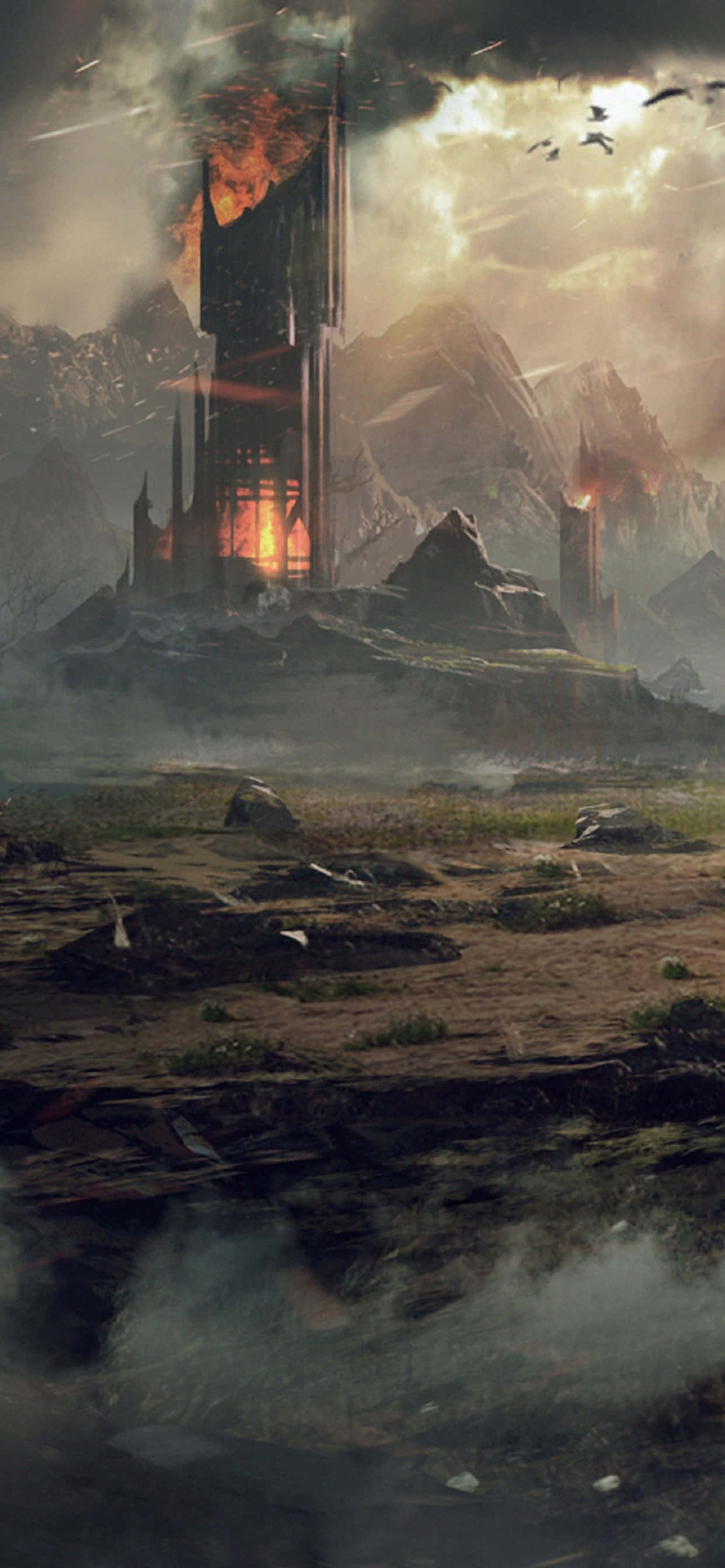 Cảnh chiến đấu hoành tráng trên iPhone XS Max mô tả nền Shadow of Mordor Hình nền