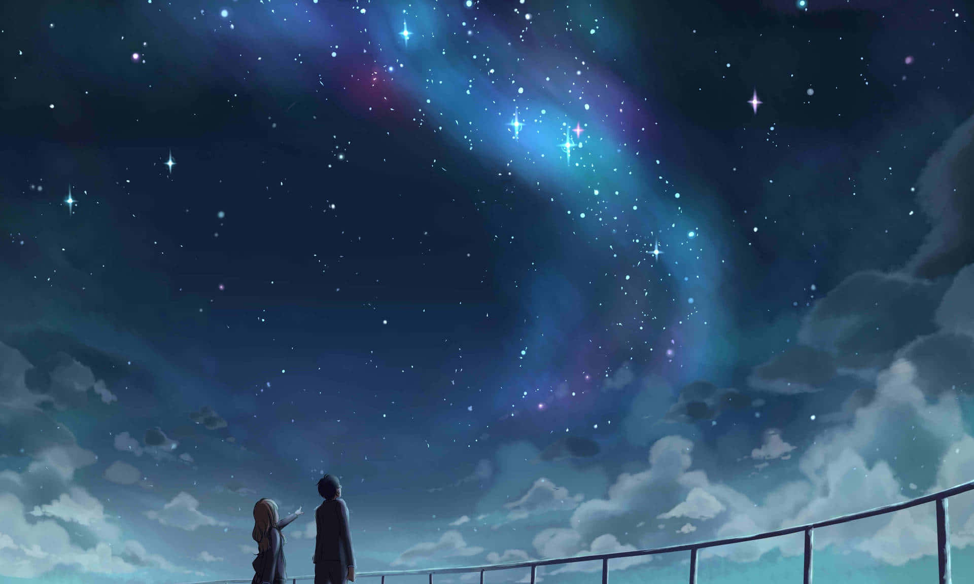 Cảnh đêm trong anime Your Lie in April Hình nền