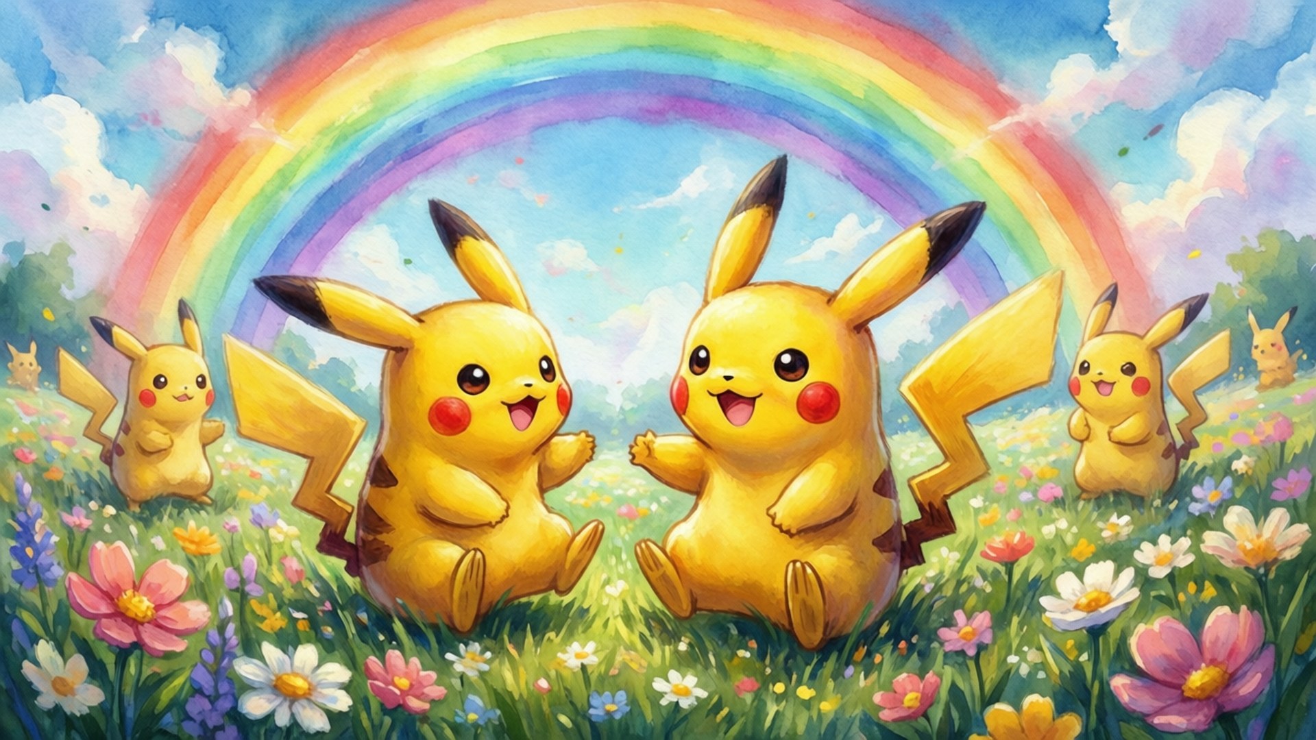 Cánh đồng hoa Pikachu Hình nền