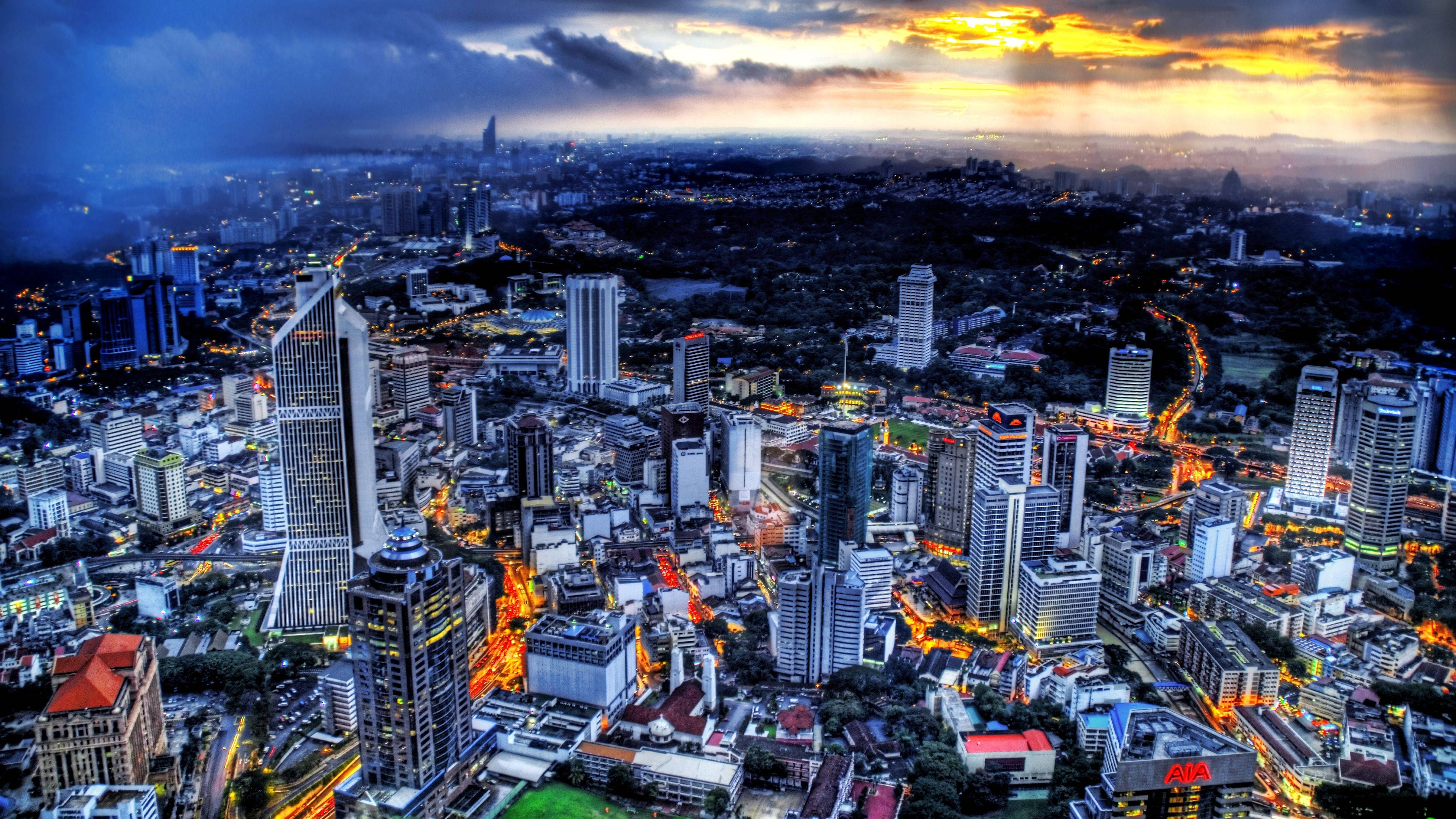 Cảnh Đêm Của Đường Chân Trời Kuala Lumpur Hình nền