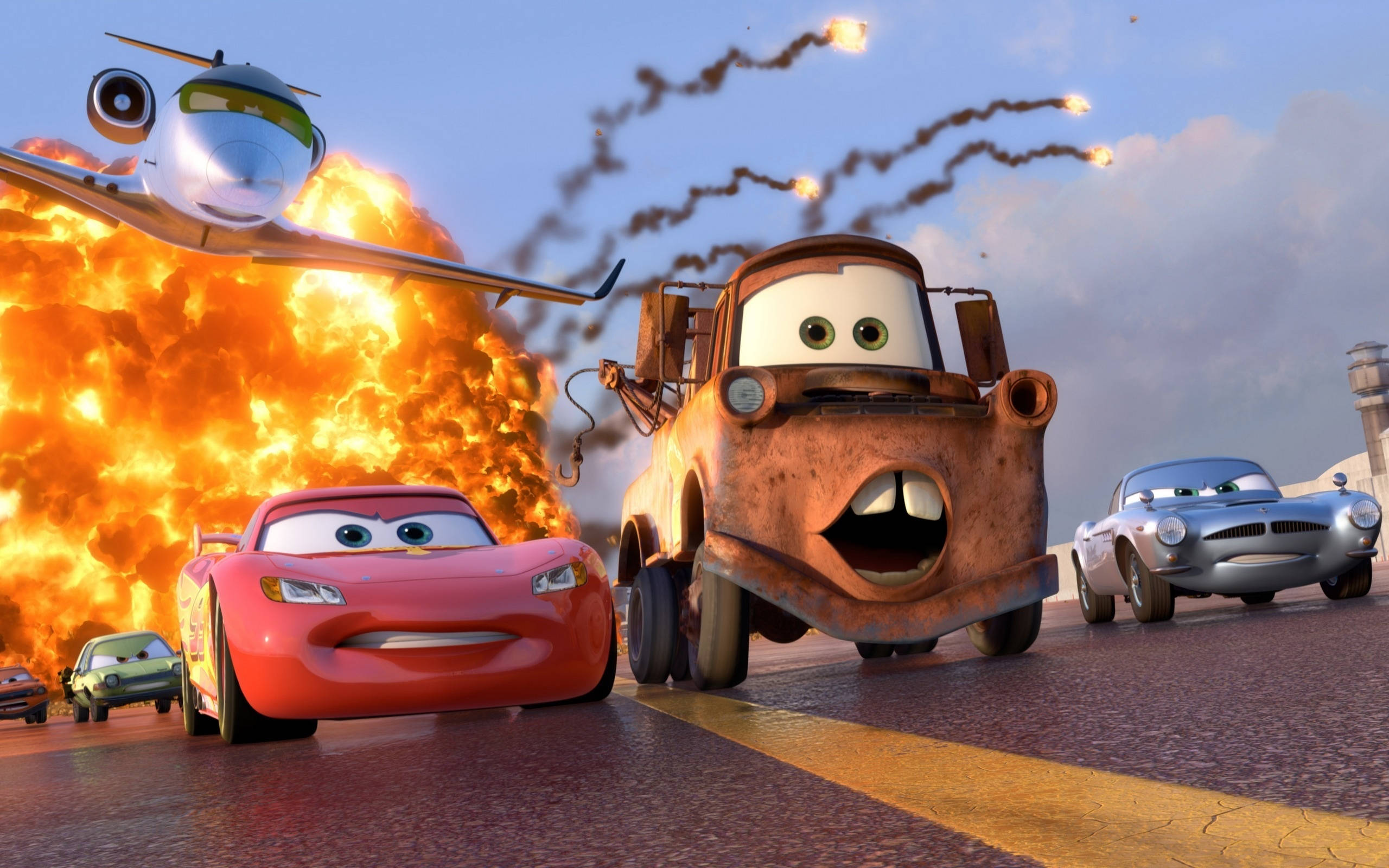 Cảnh nổ trong Cars 2 Hình nền