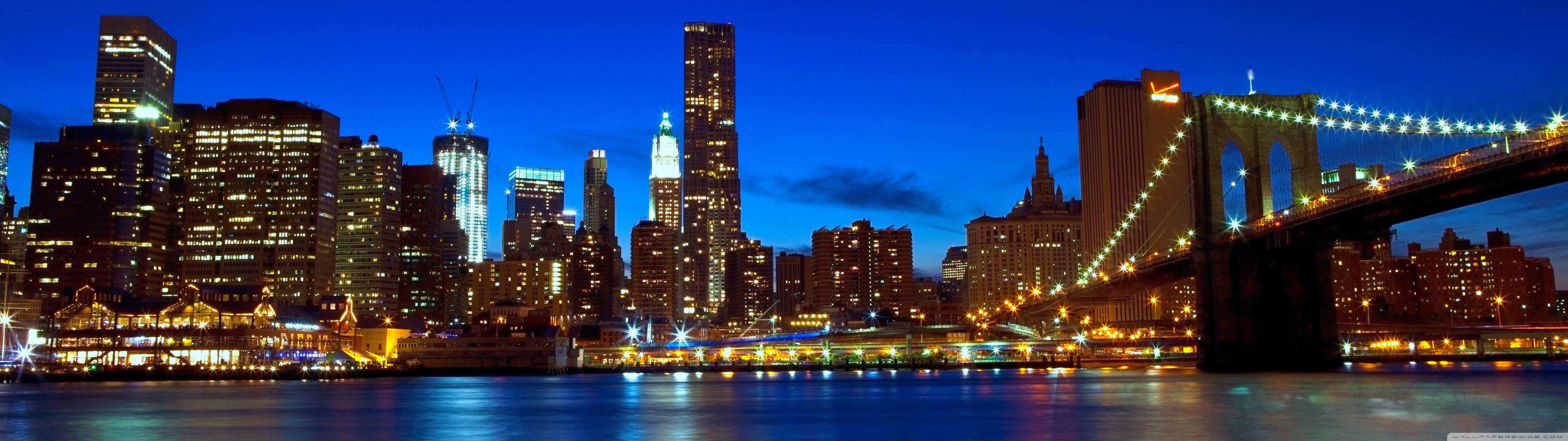 Cảnh Quan Manhattan Rực Rỡ Lúc Hoàng Hôn Hình nền