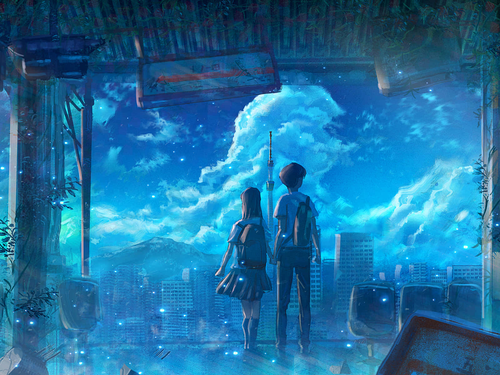 Cặp đôi anime dễ thương ôm nhau trong tình yêu Hình nền
