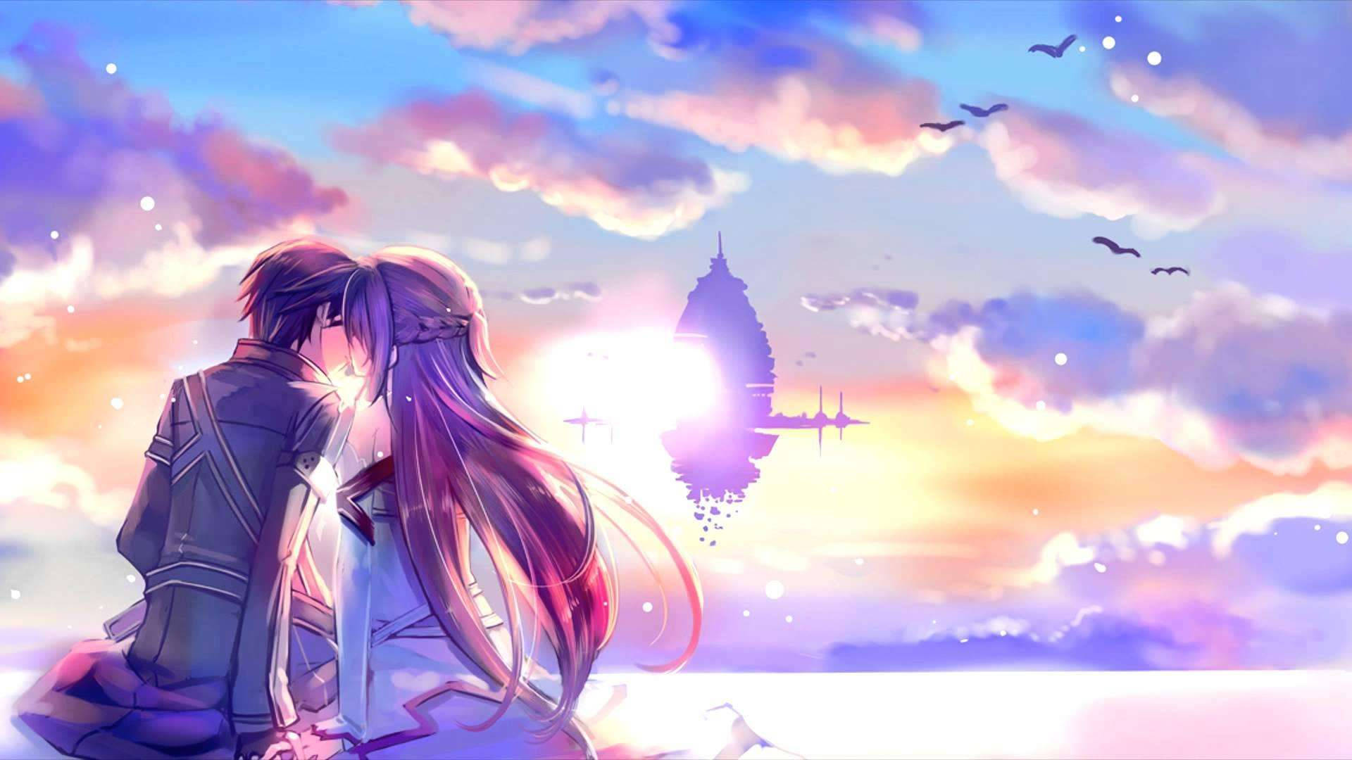 Cặp đôi anime hôn nhau HD Hình nền