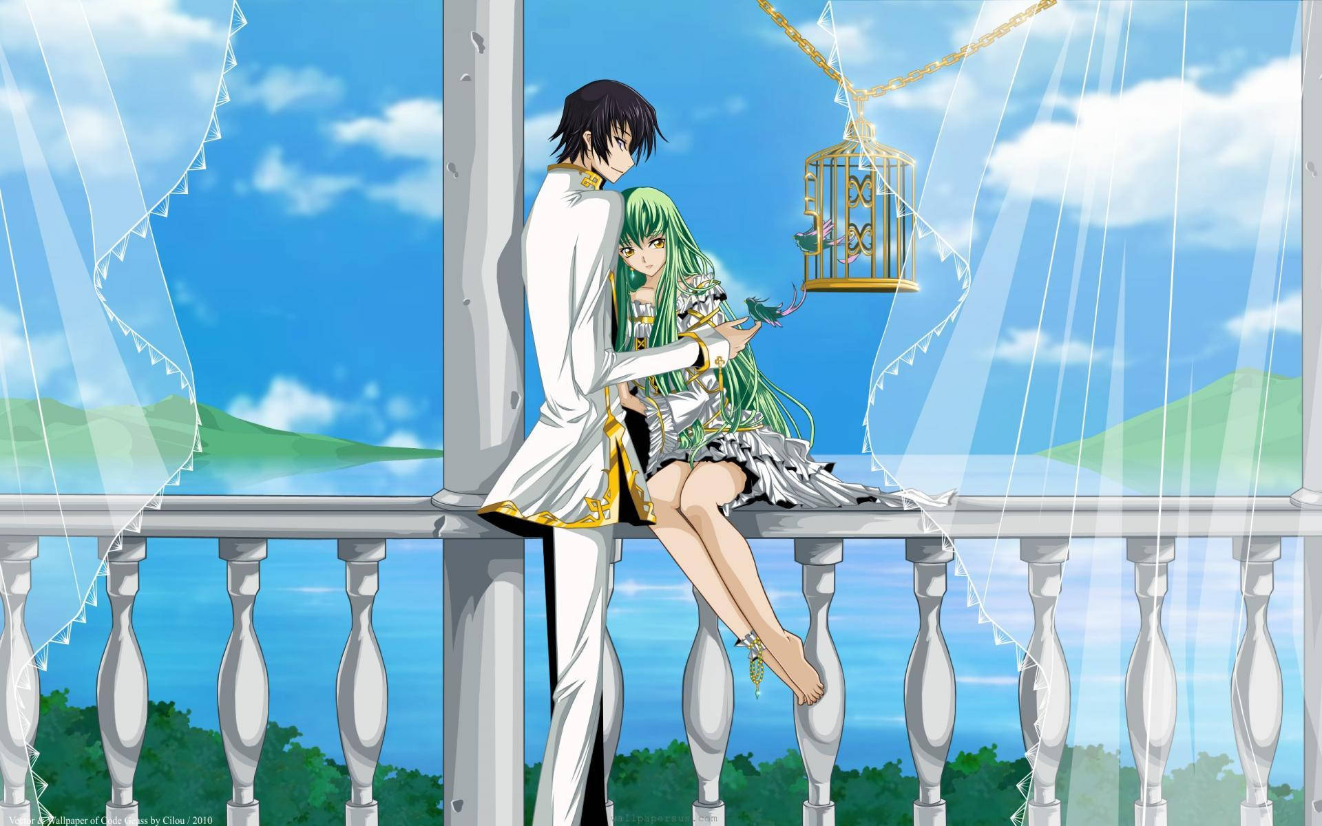 Cặp Đôi Anime Lãng Mạn Trên Ban Công Hình nền