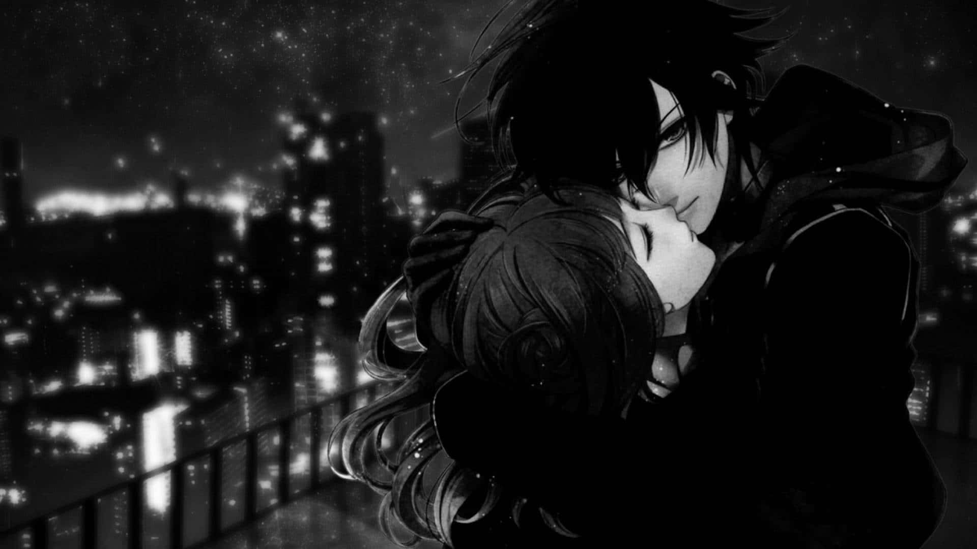 Cặp đôi anime phong cách tối giản Hình nền