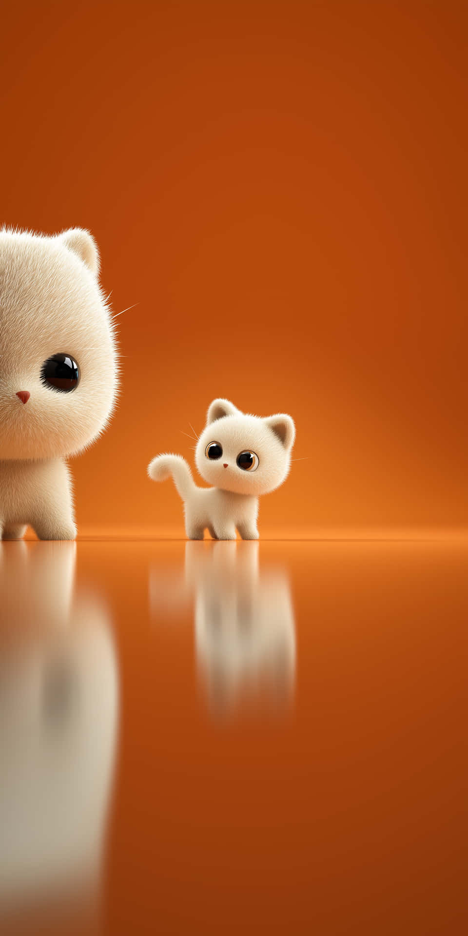 mèo con,mèo,dễ thương,bông xù,đáng yêu,trắng,hoạt hình,động vật,thú cưng,cam,nền,tối giản,mắt,mũi,đuôi,phản chiếu,mềm mại,lông tơ,tinh nghịch,ngây thơ