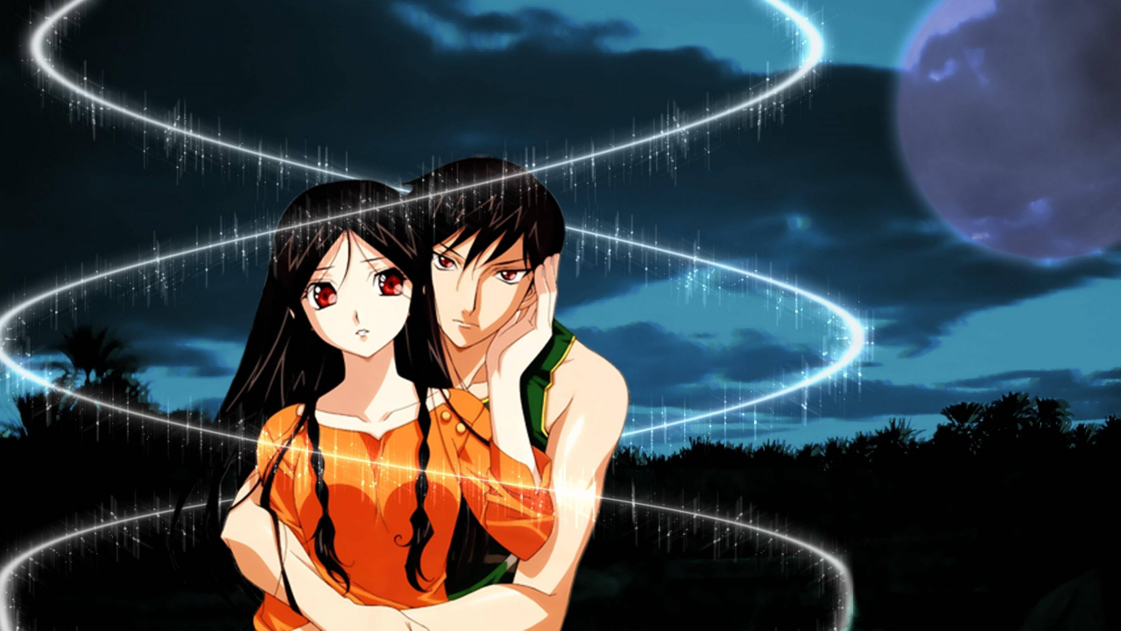 Cặp đôi anime ôm nhau trong phép thuật Hình nền