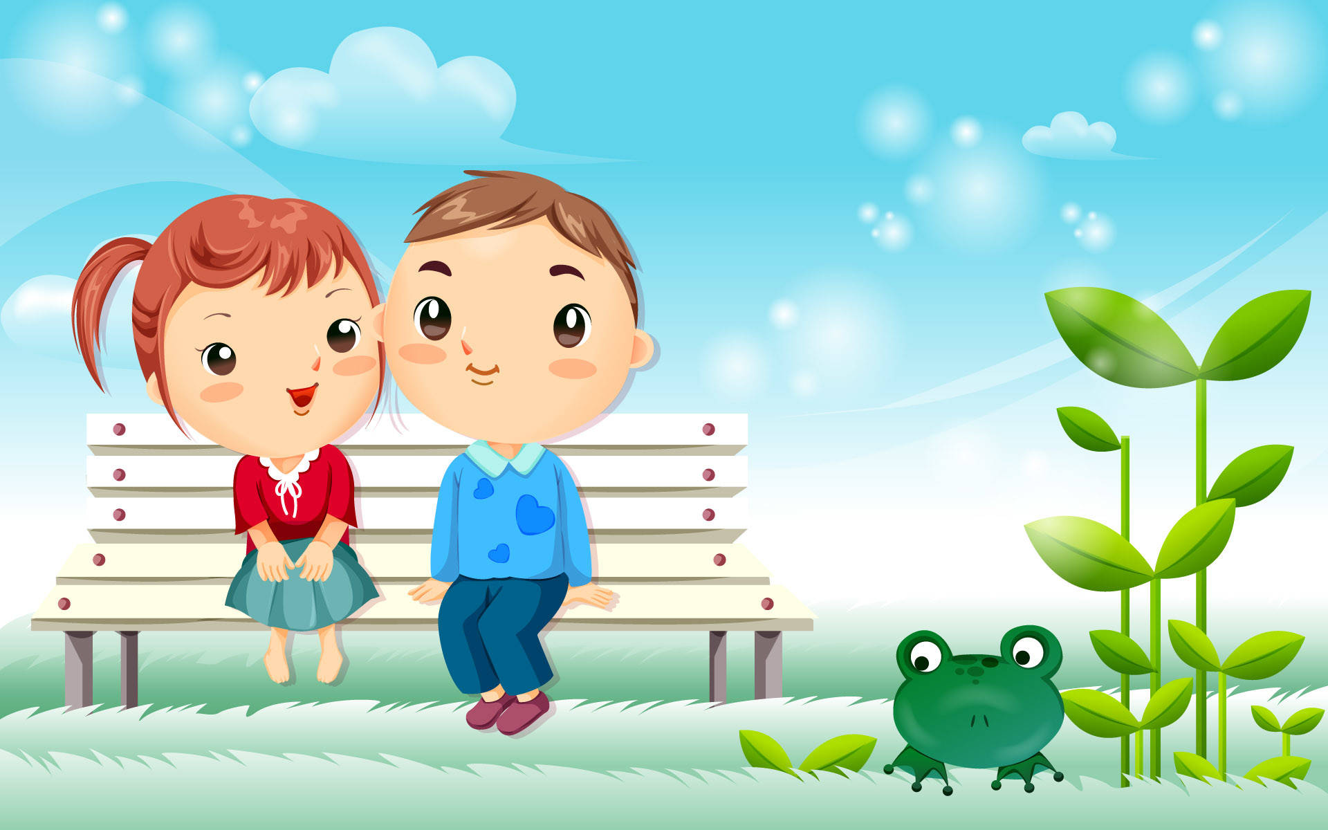 Cặp Đôi Dễ Thương Trên Ghế Đá Hình nền