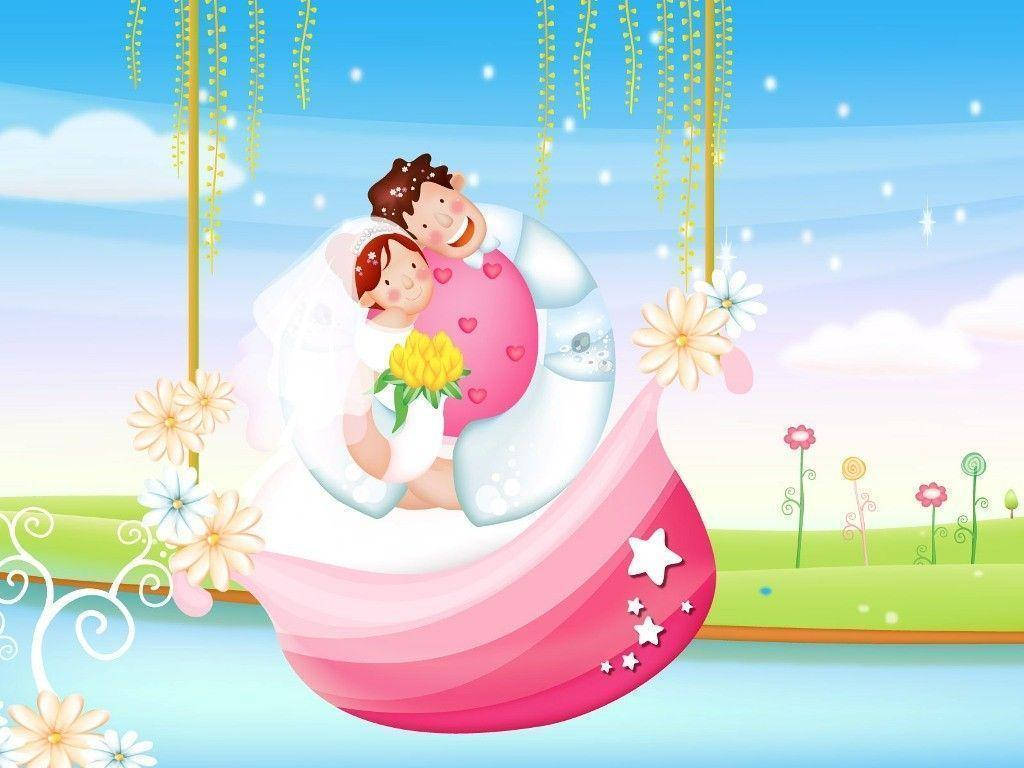 Cặp đôi hoạt hình dễ thương Hình nền