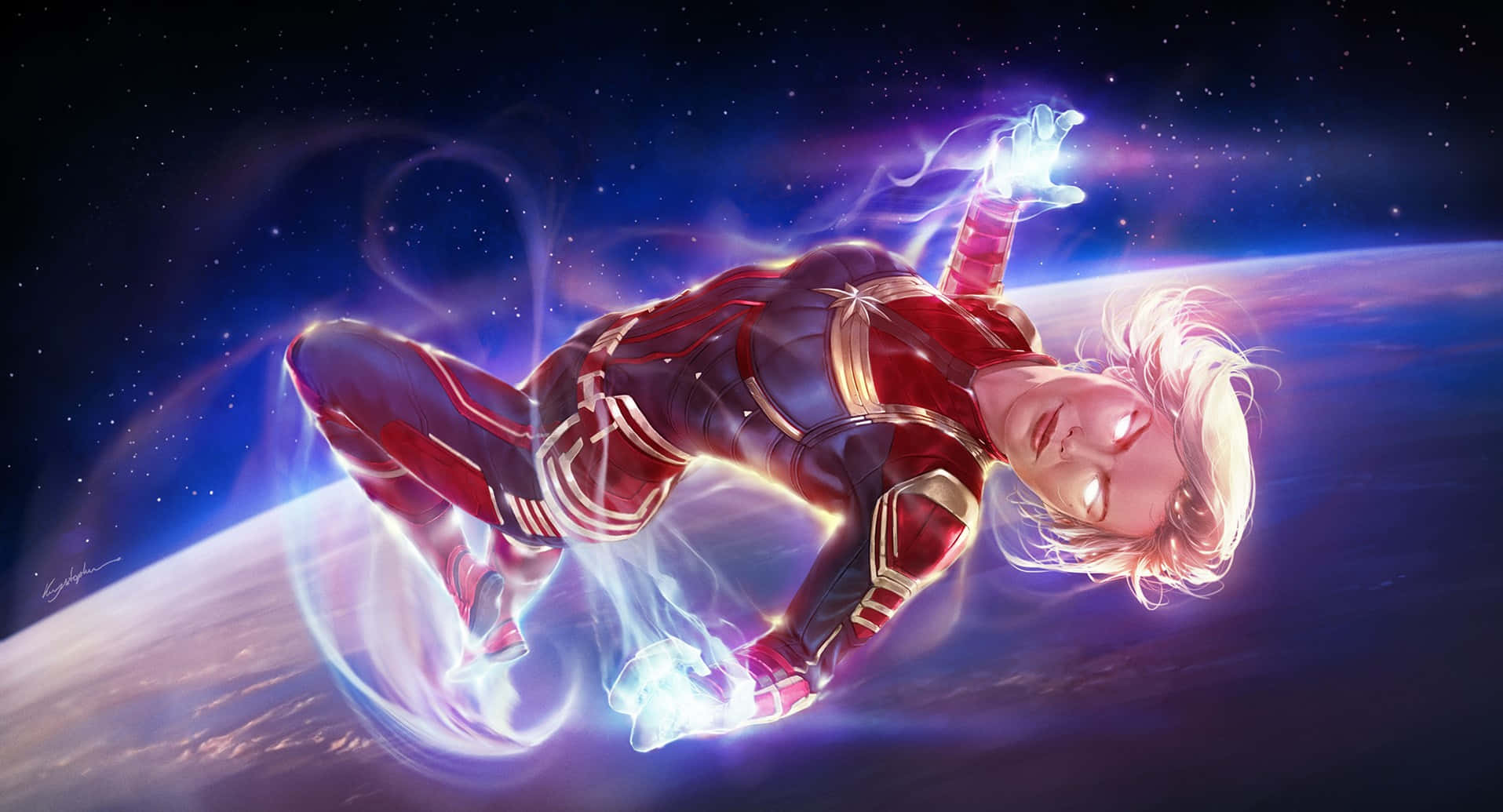 Captain Marvel Carol Danvers ngoài không gian vũ trụ Hình nền