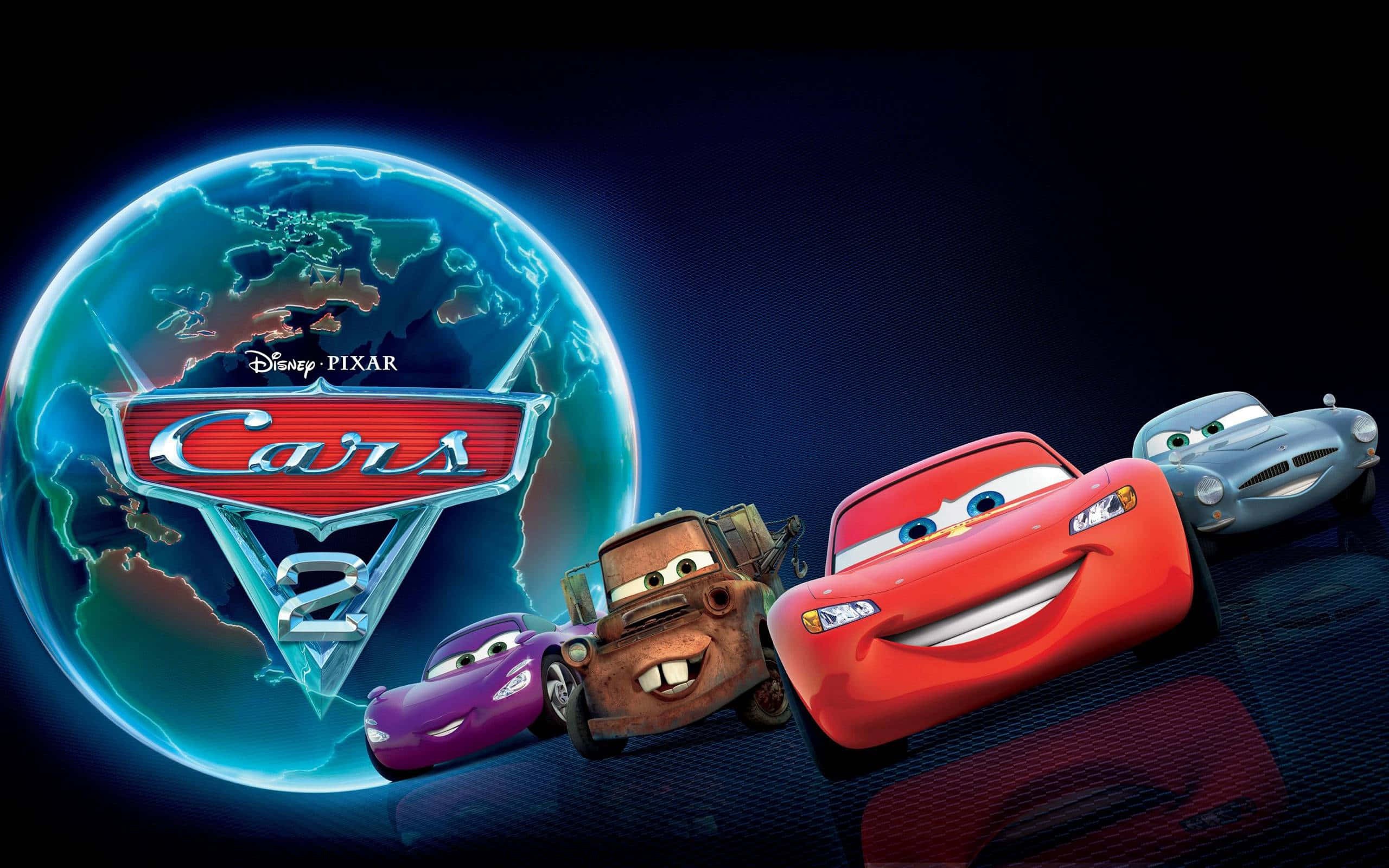 cars 2 - bộ phim với những chiếc xe trước quả địa cầu Hình nền
