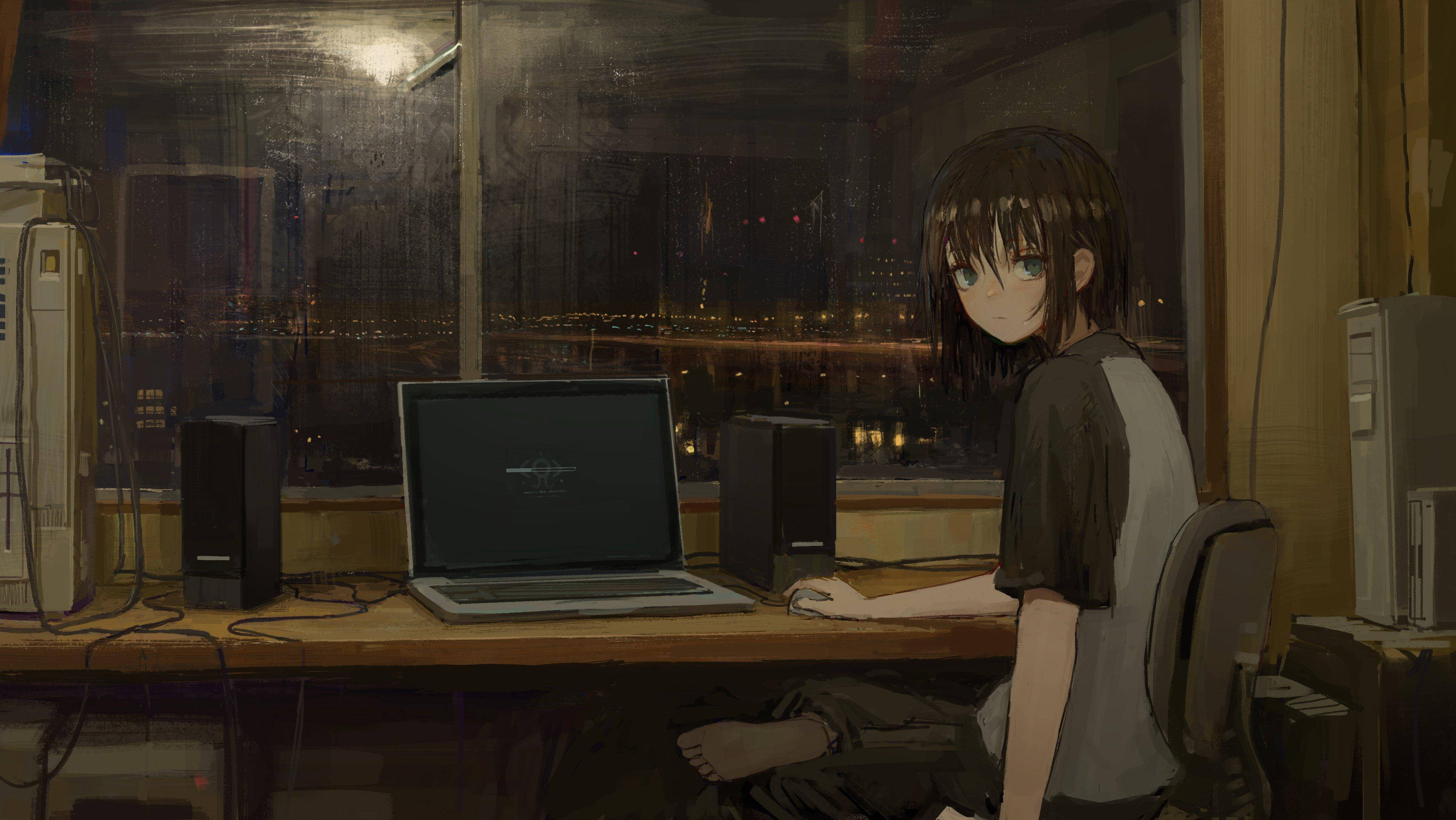 Cậu Bé Anime Cô Đơn Nền Tường Buồn Hình nền