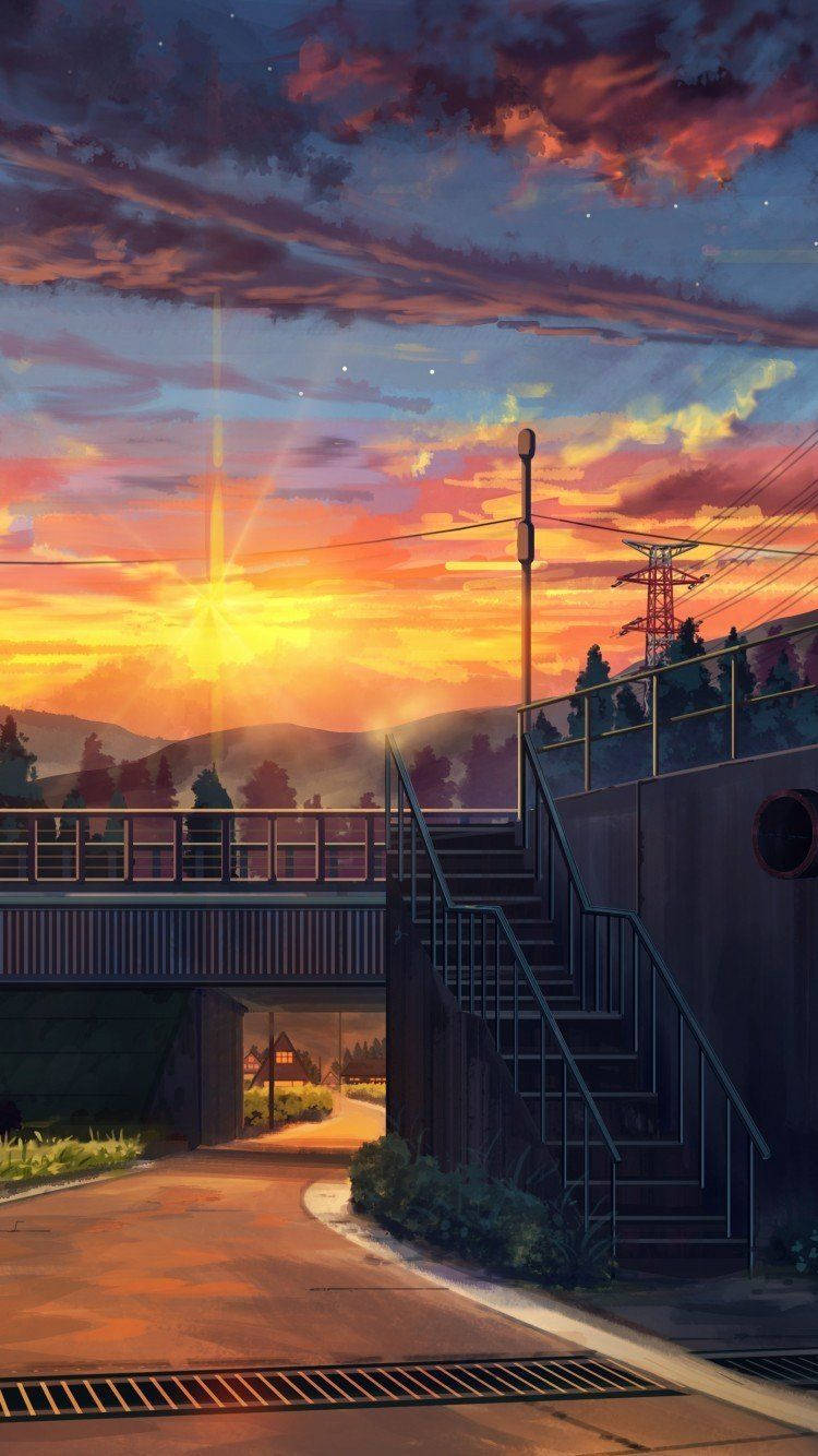 Cầu Đường Vắng Anime Hoàng Hôn