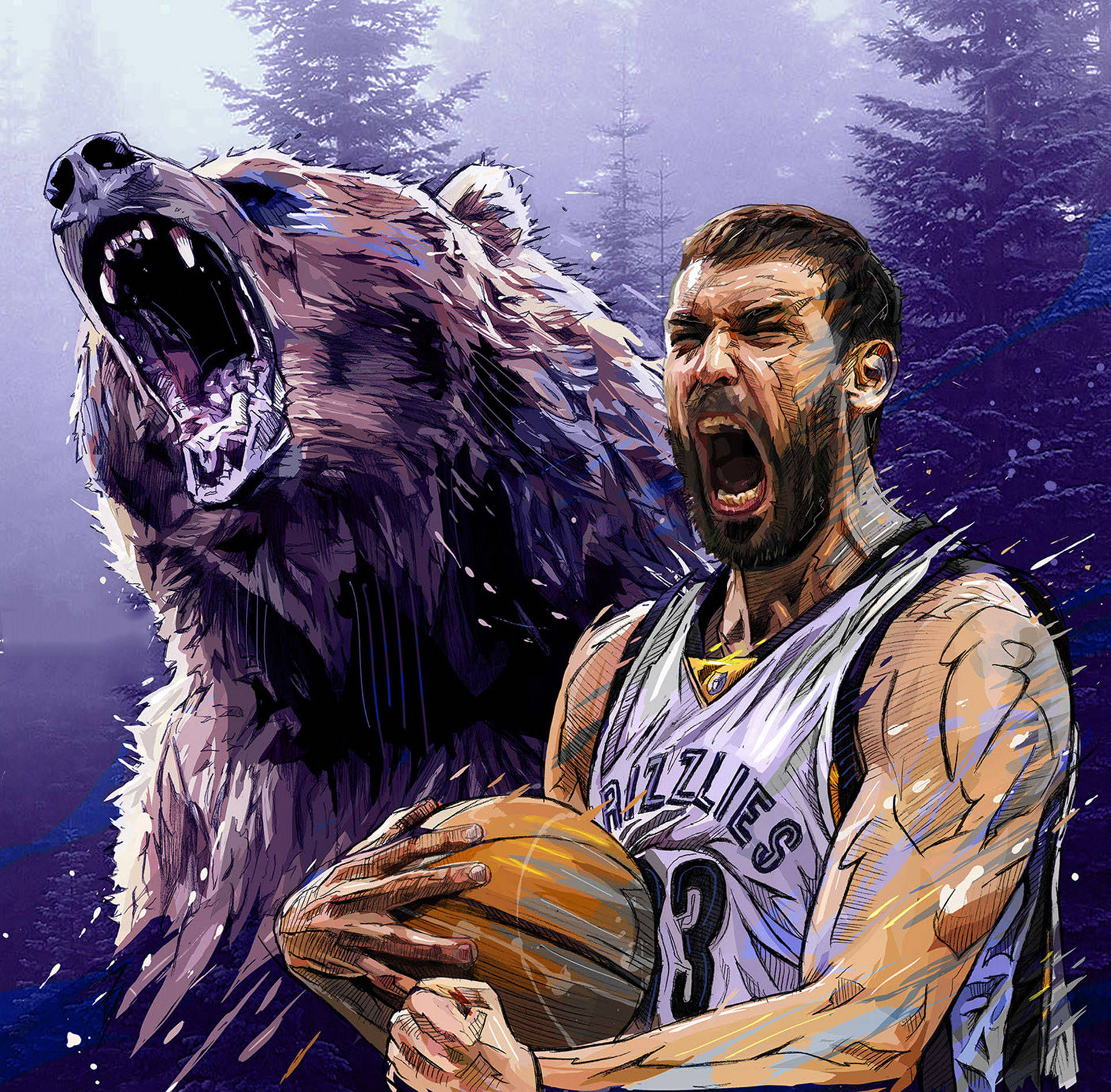 Cầu thủ bóng rổ chuyên nghiệp Marc Gasol trong hành động Hình nền