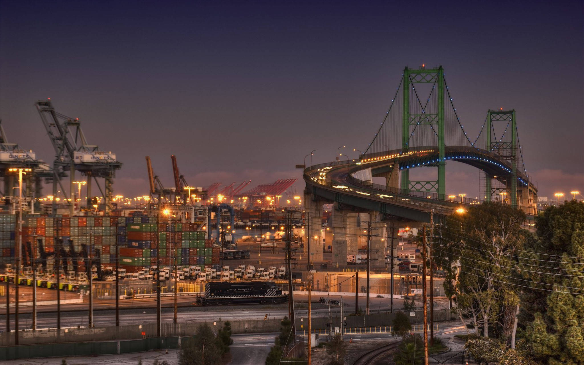 Cầu treo Los Angeles hoàng hôn Hình nền