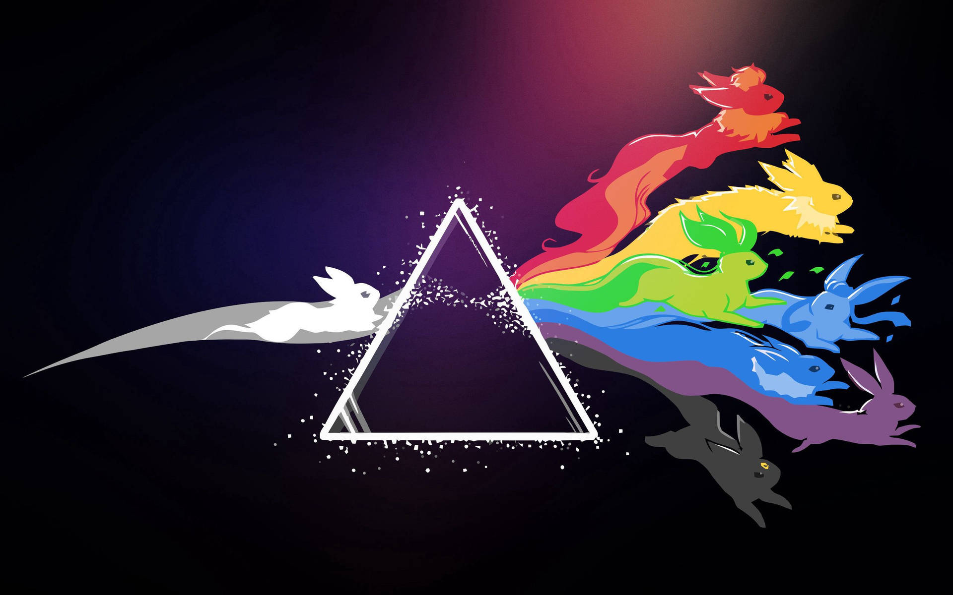 Hình nền Pokemon Eevee cầu vồng Pink Floyd