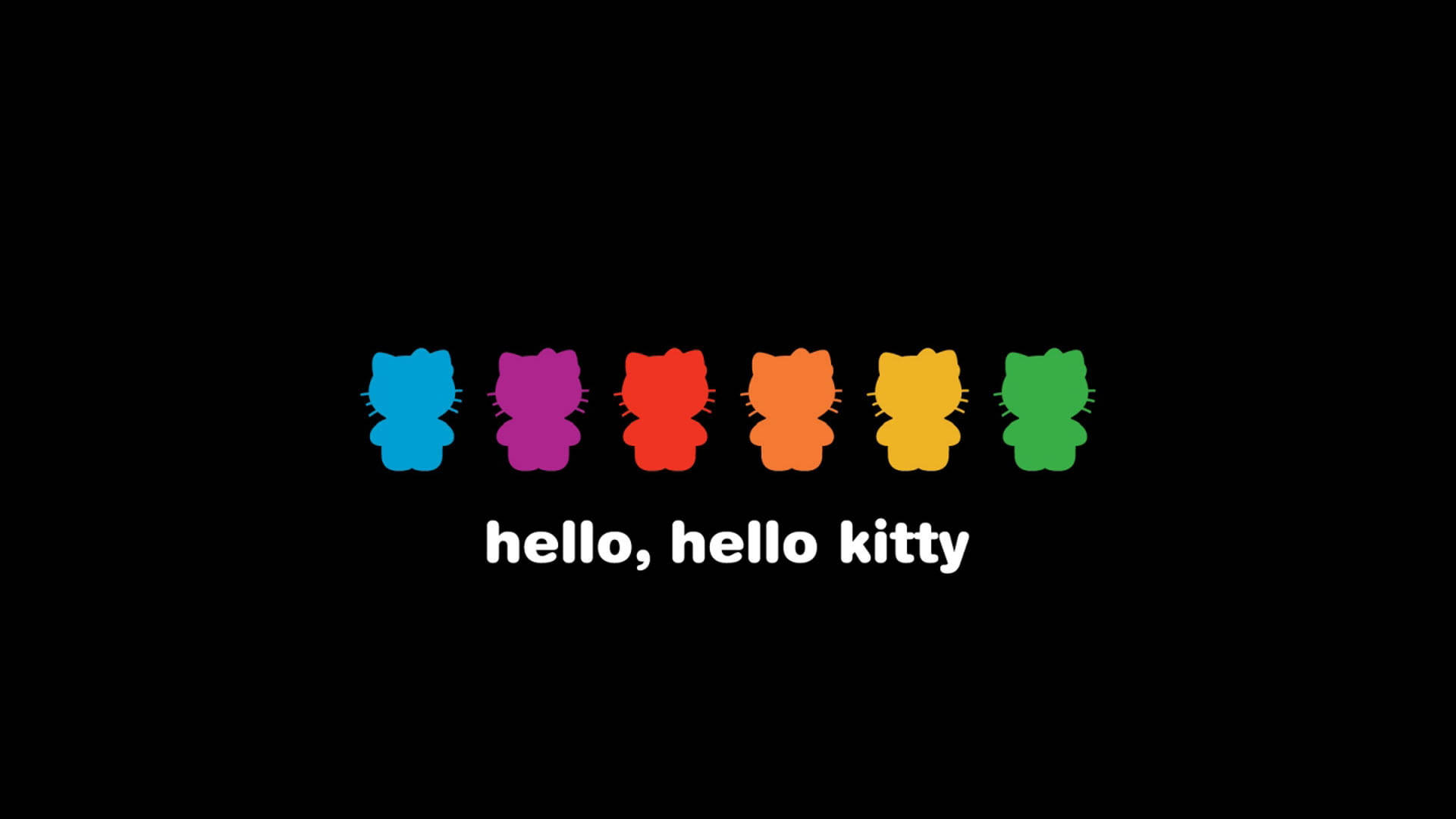 Cầu Vồng Trên Nền Đen Hello Kitty Hình nền