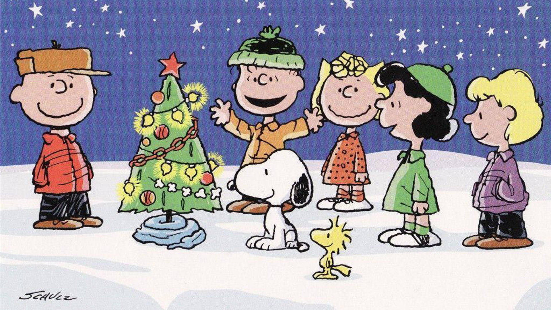 Cây Giáng Sinh Trang Trí Của Snoopy Hình nền