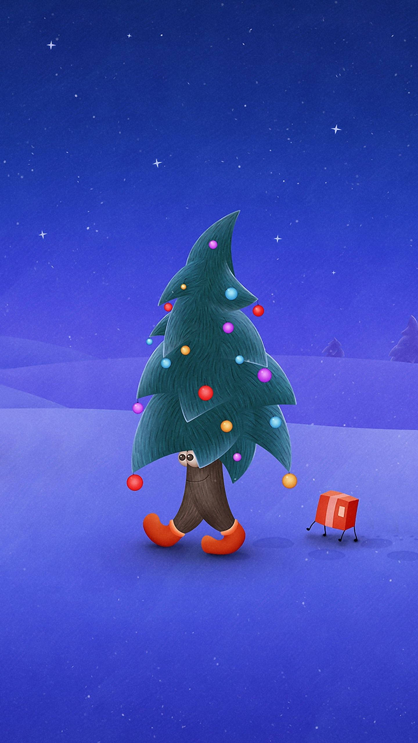 Cây thông Noel biết đi Giáng sinh vui nhộn Hình nền