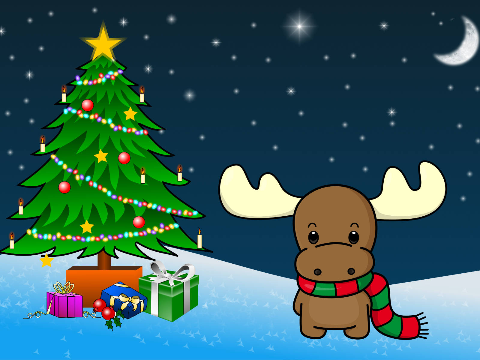 Cây thông Noel hoạt hình thẩm mỹ cho máy tính Hình nền