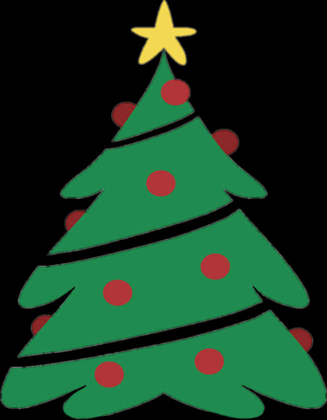 Cây thông Noel hoạt hình với ngôi sao và đồ trang trí Hình nền