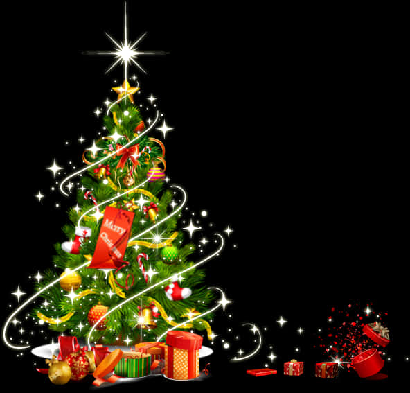 Cây thông Noel lấp lánh cùng quà tặng Hình nền