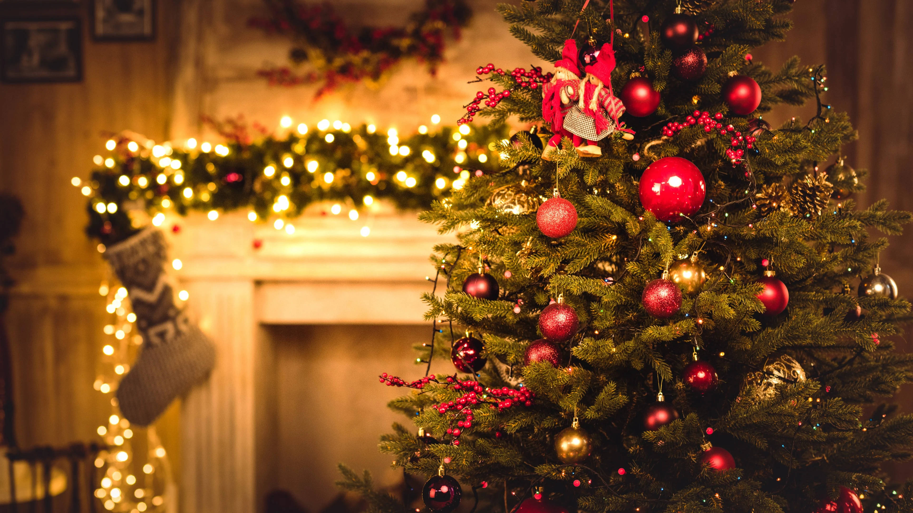 Cây thông Noel mát mẻ và ấm cúng cho máy tính Hình nền