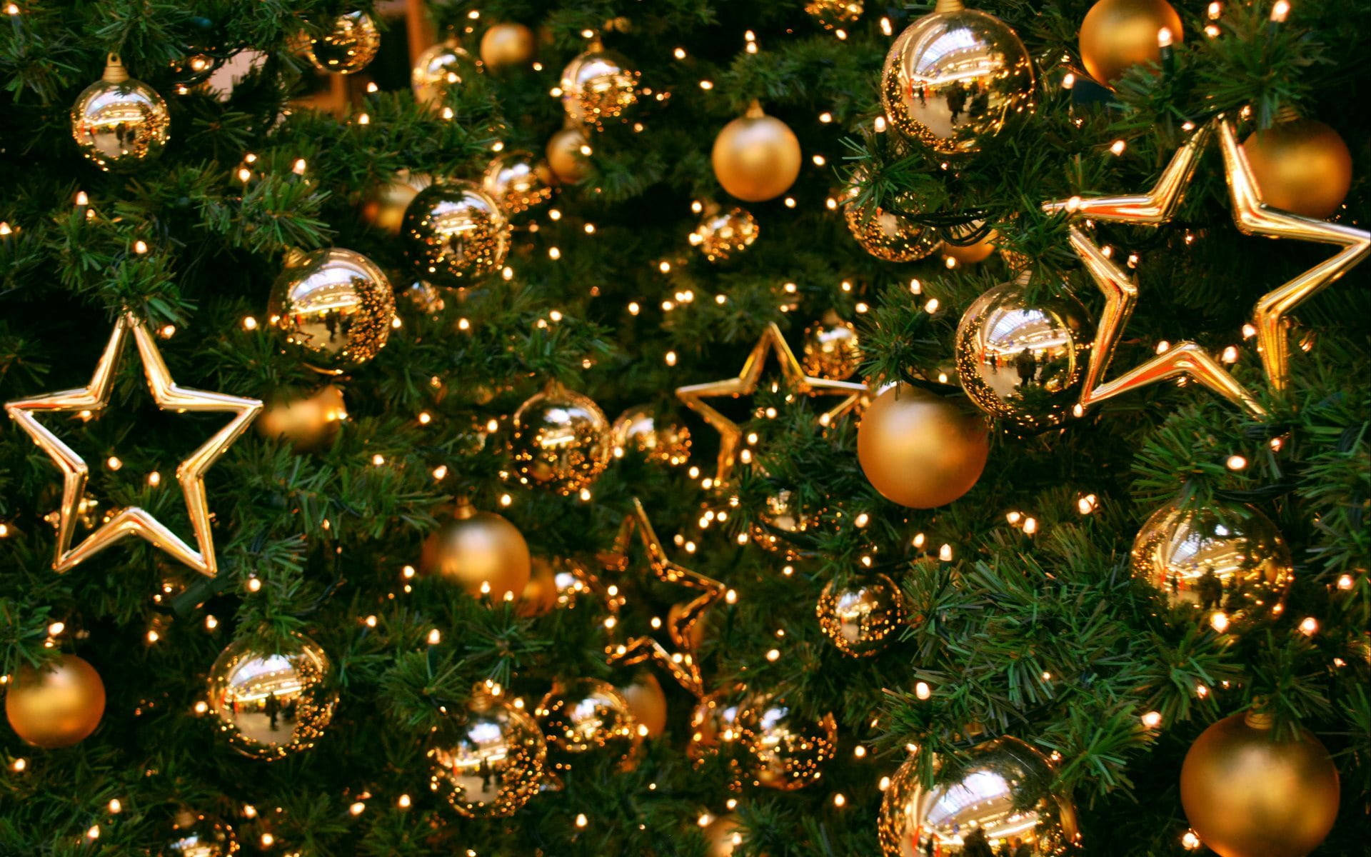 Cây Thông Noel Trang Trí Vàng Đẹp Hình nền