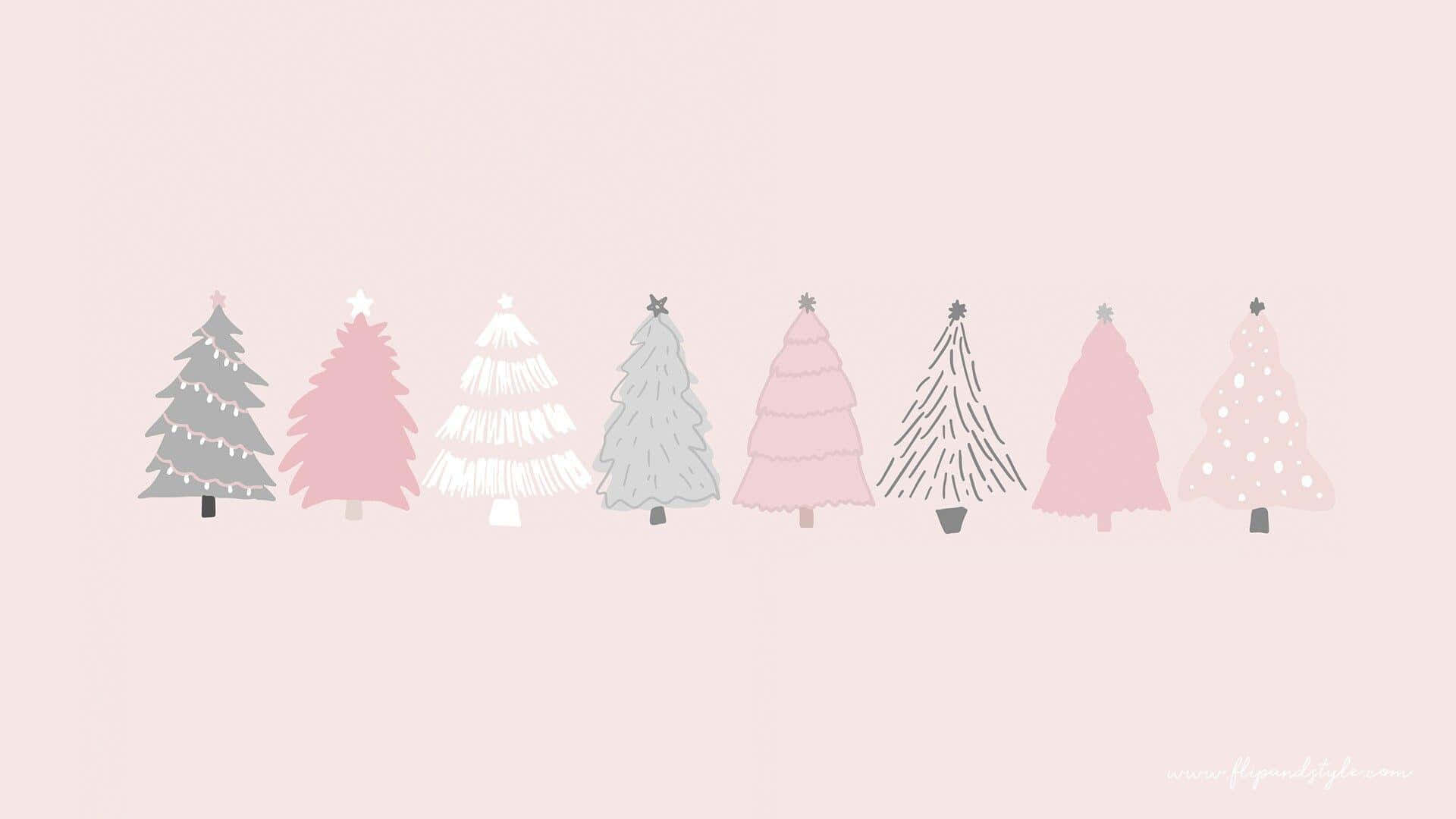 cây thông Noel trên nền hồng Hình nền