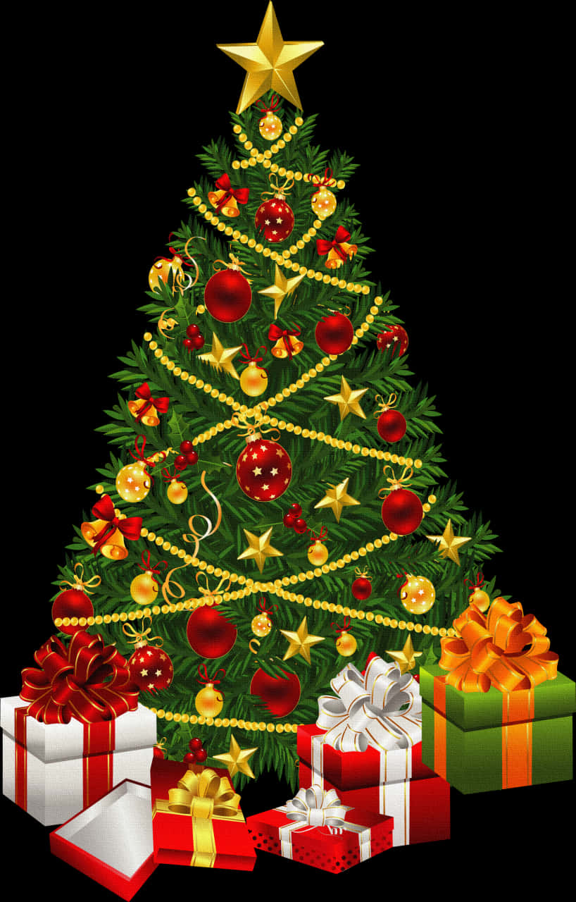 Cây thông Noel được trang trí cùng quà tặng.JPG Hình nền
