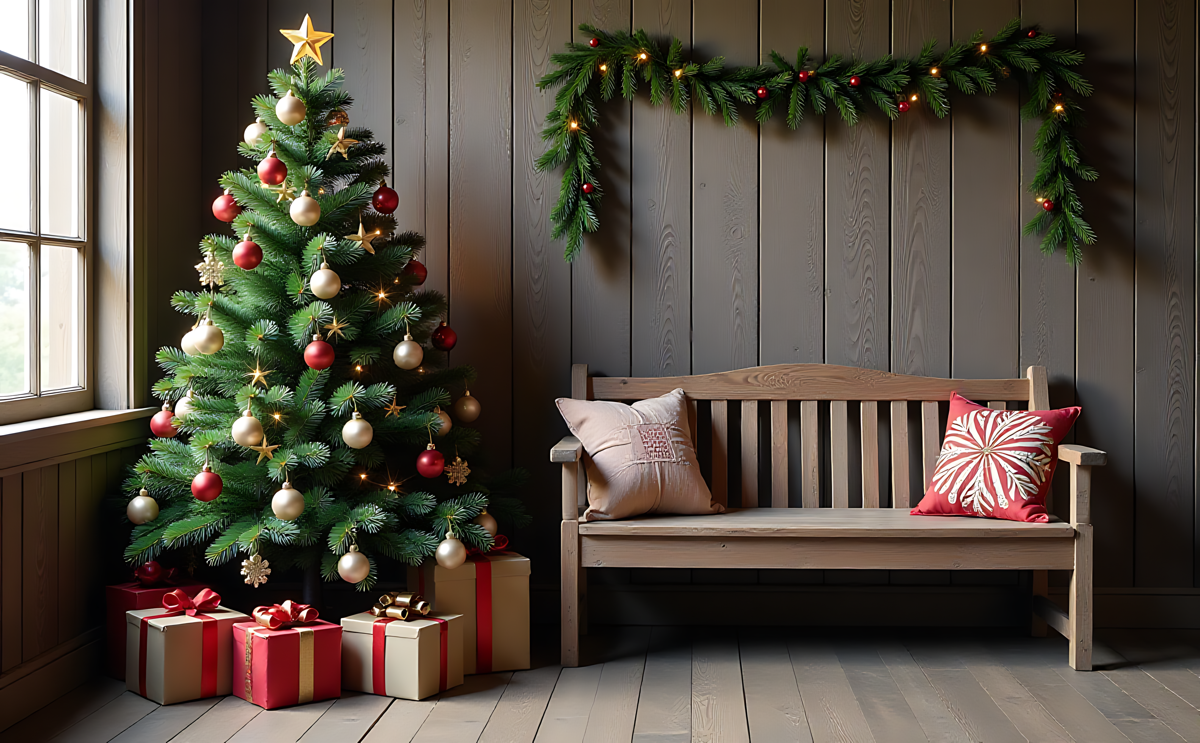 Cây thông Noel được trang trí với đèn Hình nền