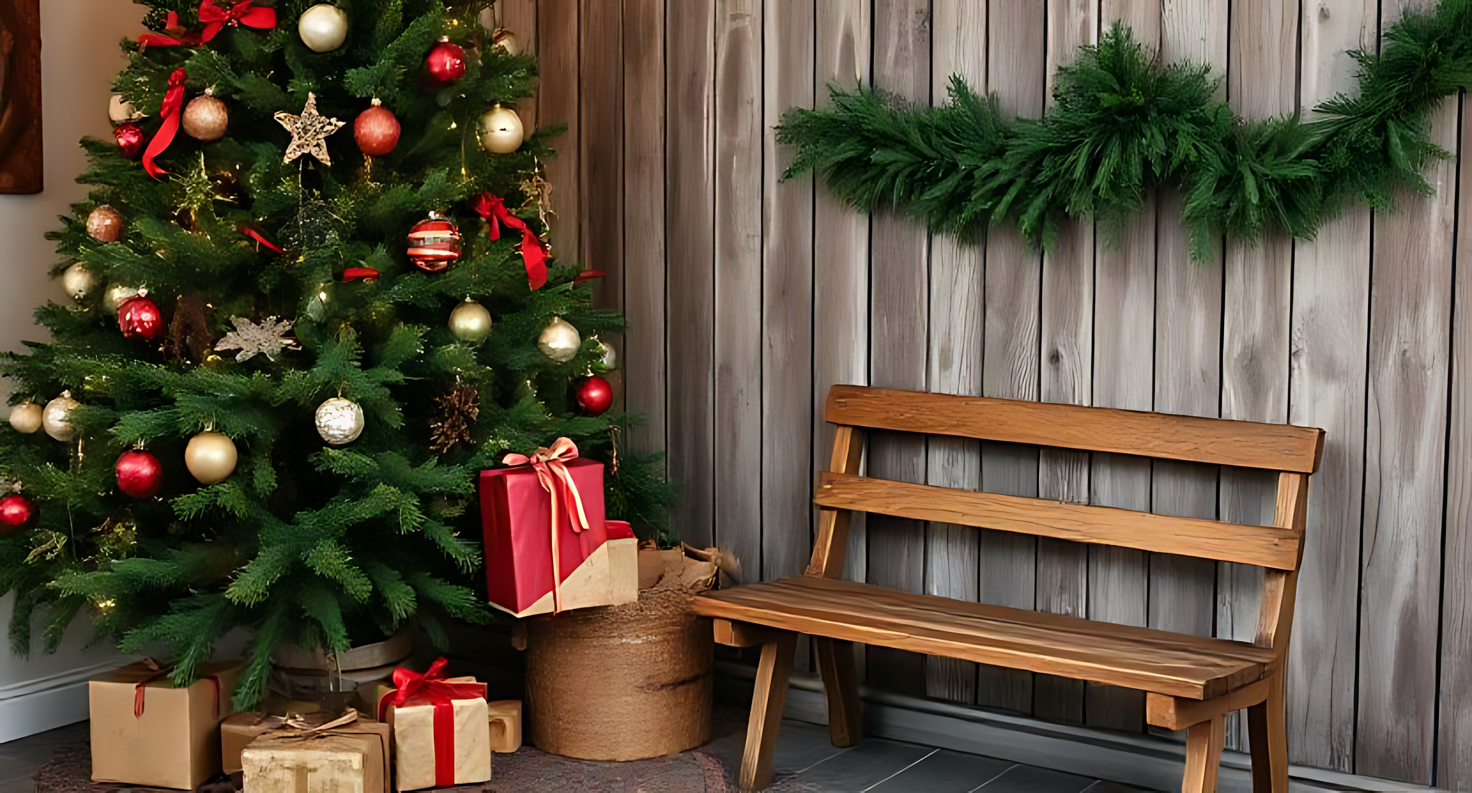 Cây thông Noel với đồ trang trí và quà tặng Hình nền