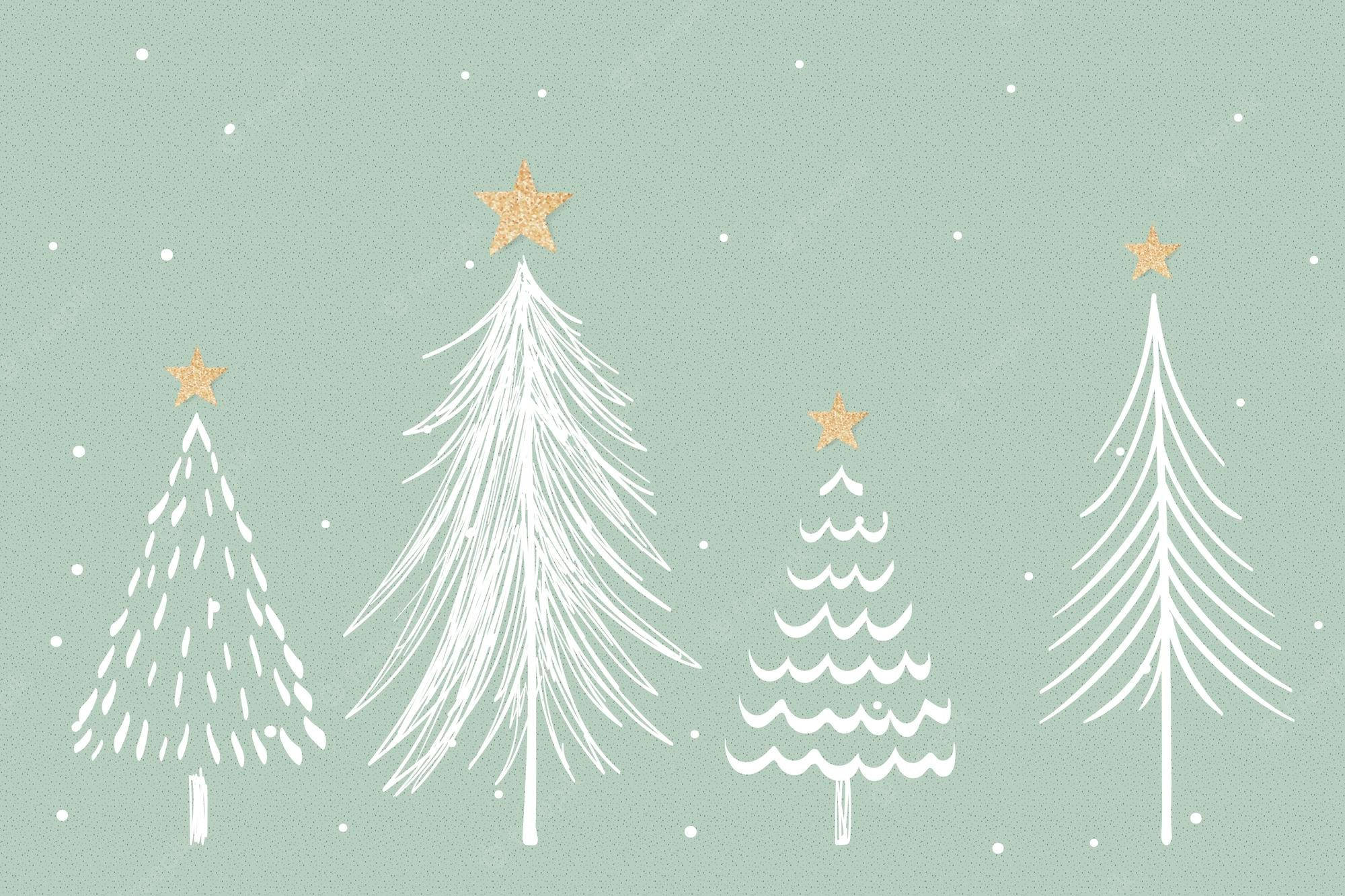 Cây thông Noel xanh và trắng thẩm mỹ Hình nền