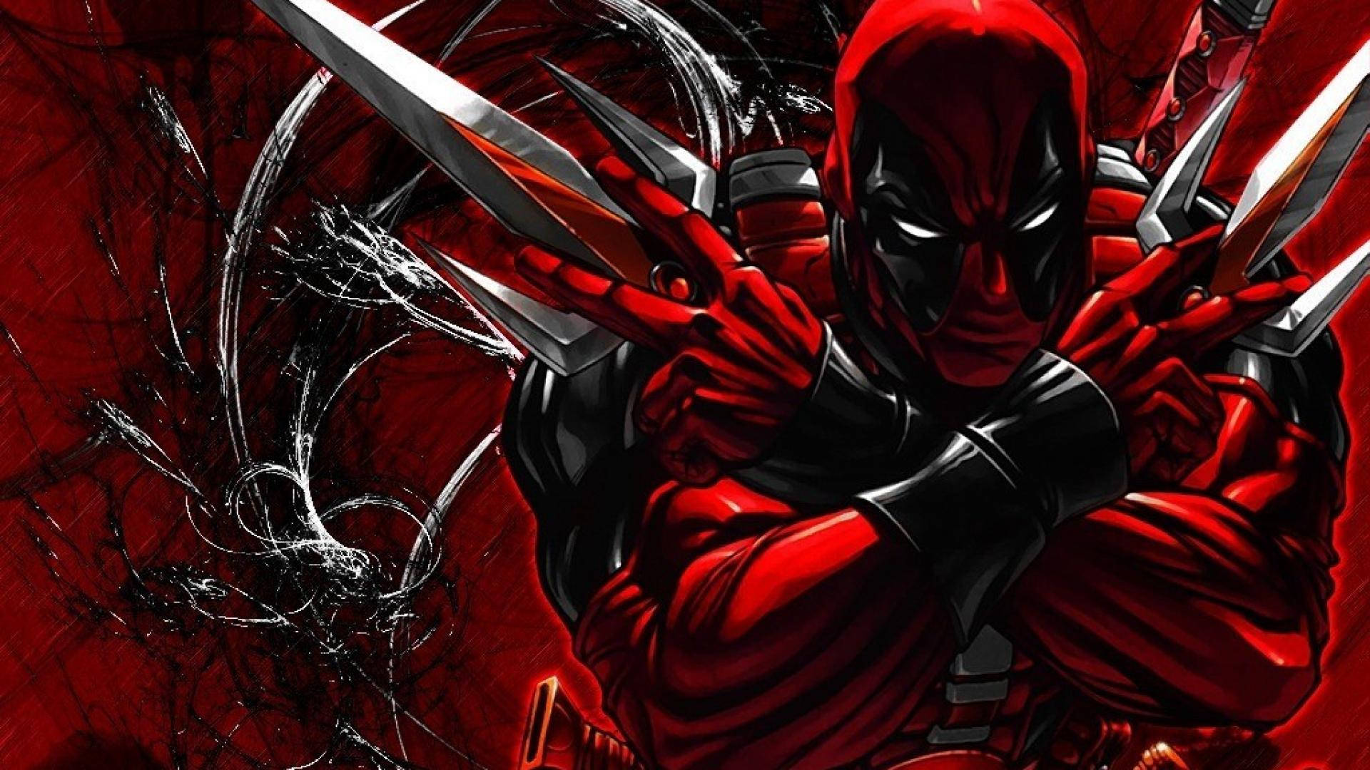 Chân Dung Deadpool Marvel Đầy Hành Động Hình nền