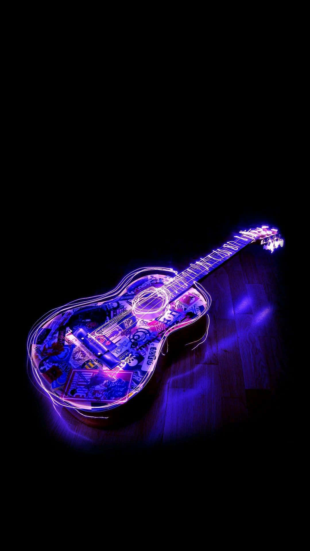 Chân dung guitar neon tím thẩm mỹ Hình nền