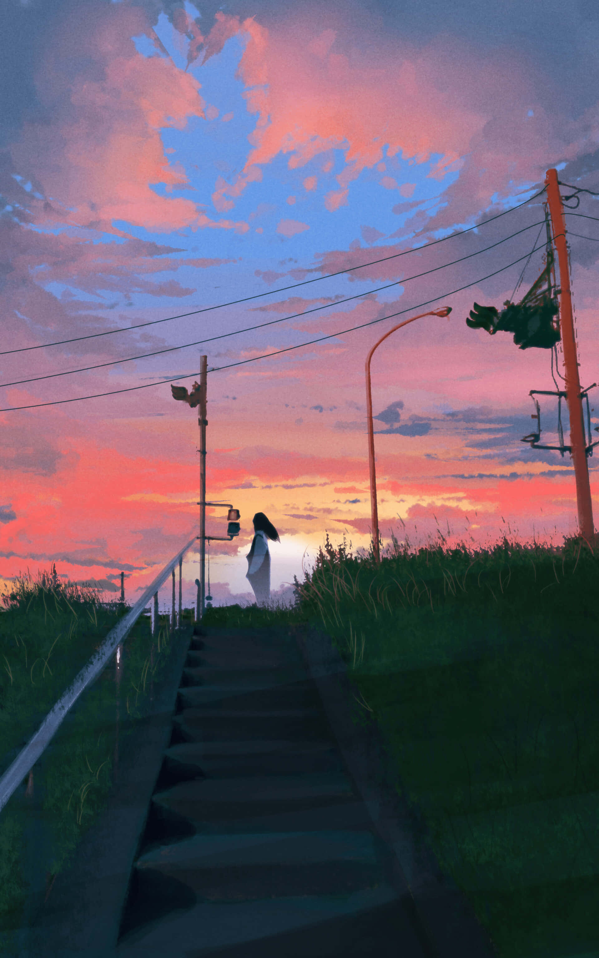 Chân dung nghệ thuật Anime Cô gái Hoàng hôn Hình nền