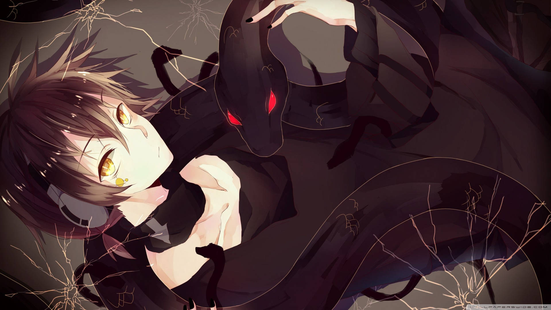 Hình nền chàng trai anime với con rắn đen