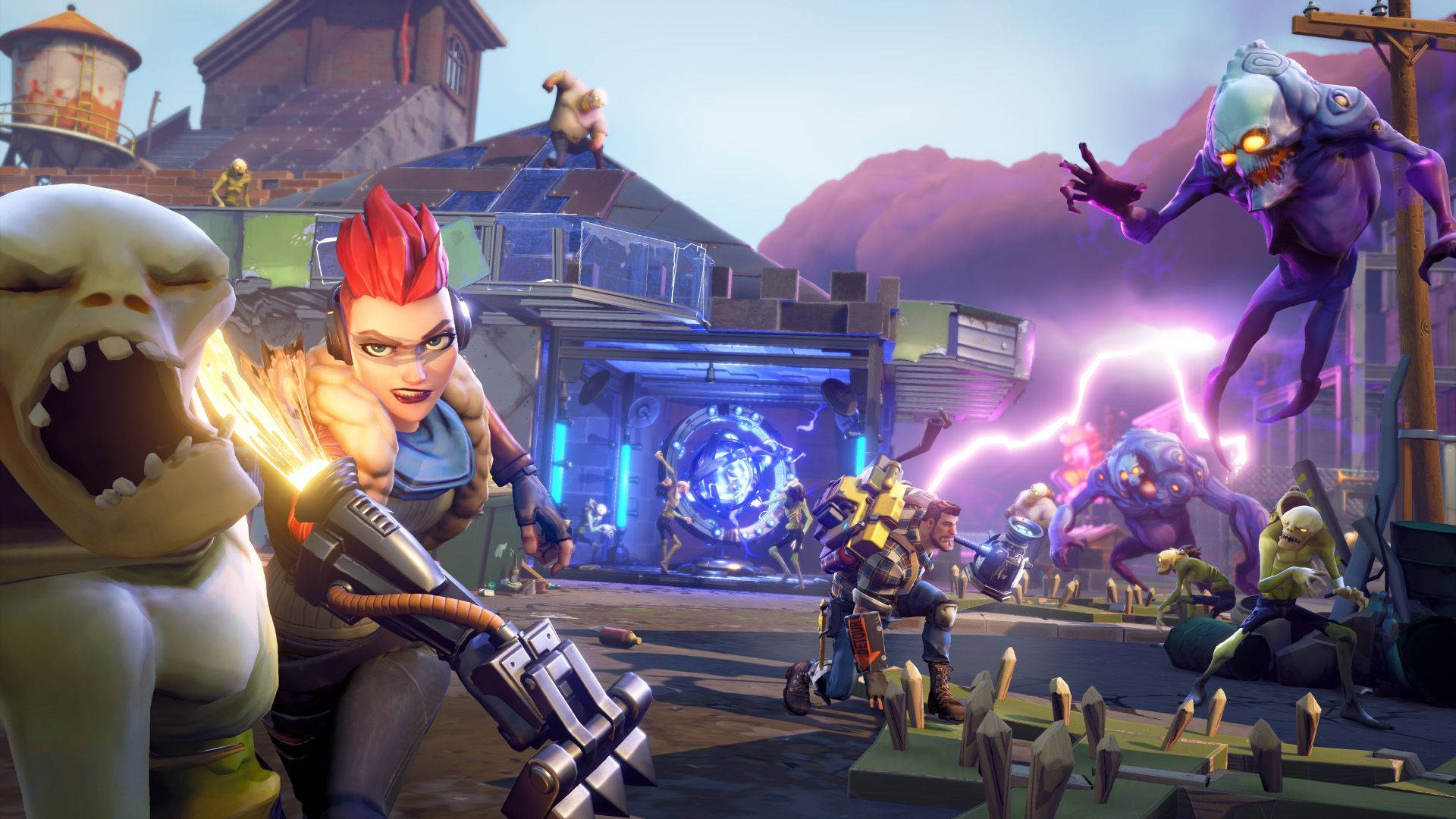 Chế độ save the world trong Fortnite, Người chơi đấu với Zombie hình nền HD.