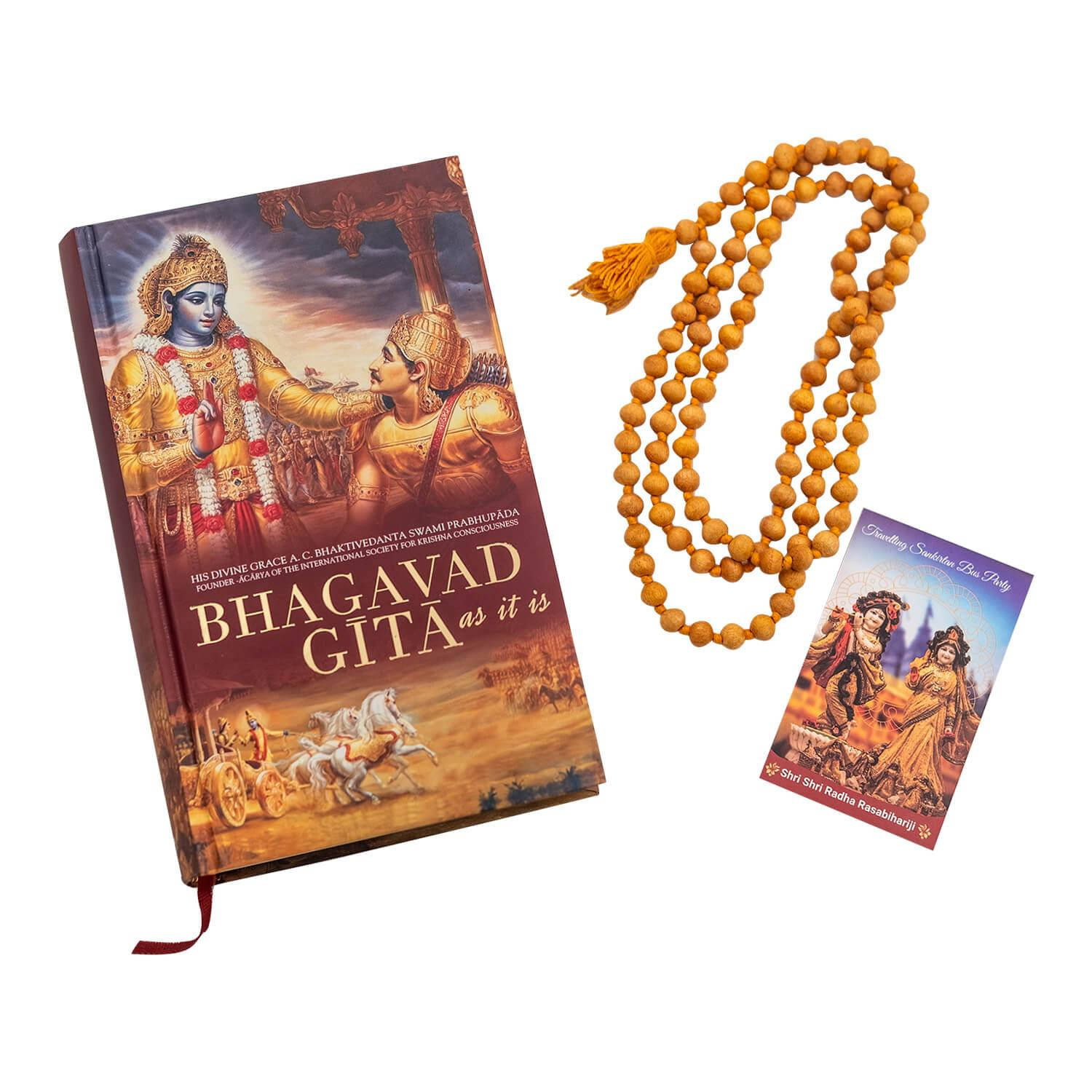 Chí Tôn Ca Bhagavad Gita Và Chuỗi Hạt Japa Màu Vàng Hình nền