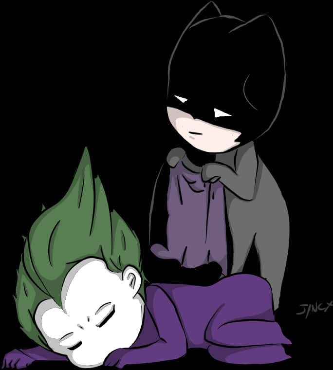 Chibi Batman và Joker đang ngủ Hình nền