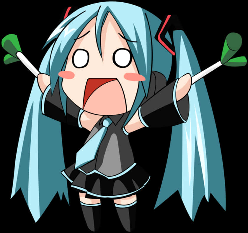 Chibi Hatsune Miku Cổ Vũ Vector Hình nền