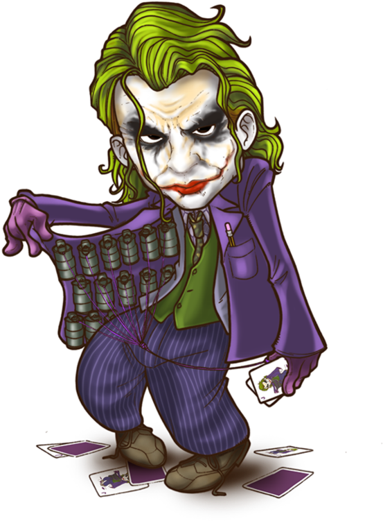Chibi Joker với Lá Bài và Lựu Đạn Hình nền