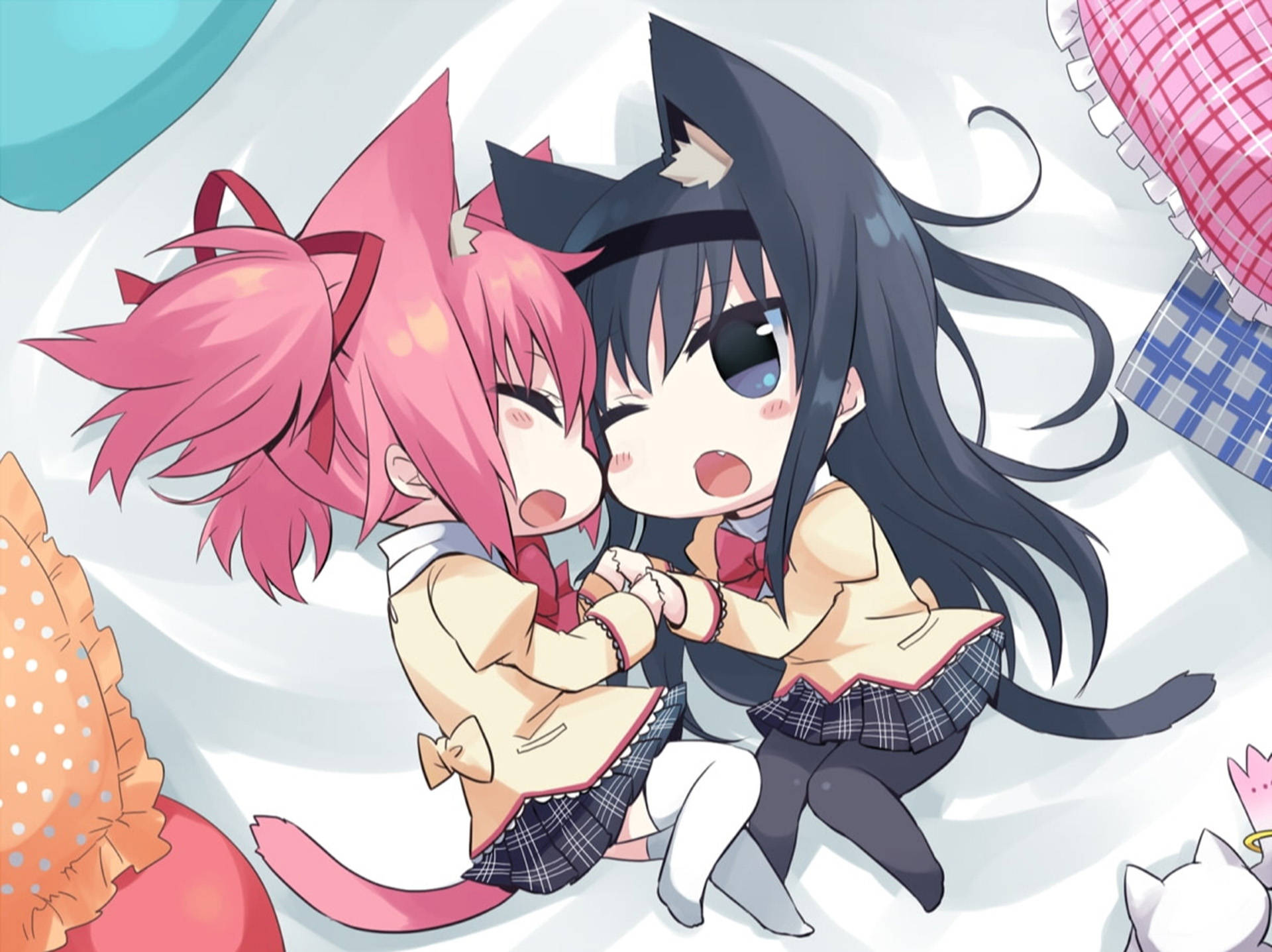 Chibi Mèo Anime Đồng Tính Nữ Hình nền