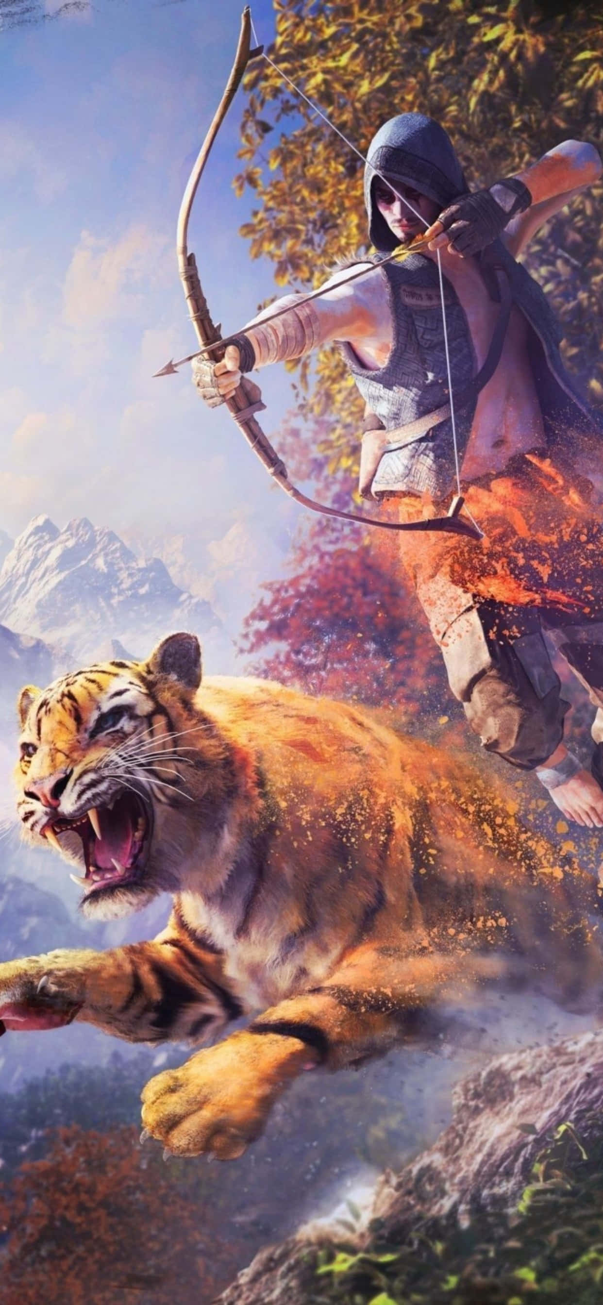 Chiêm ngưỡng phong cảnh đẹp và khung cảnh quyến rũ khi khám phá và chơi Far Cry 4 trên iPhone Xs Max. Hình nền