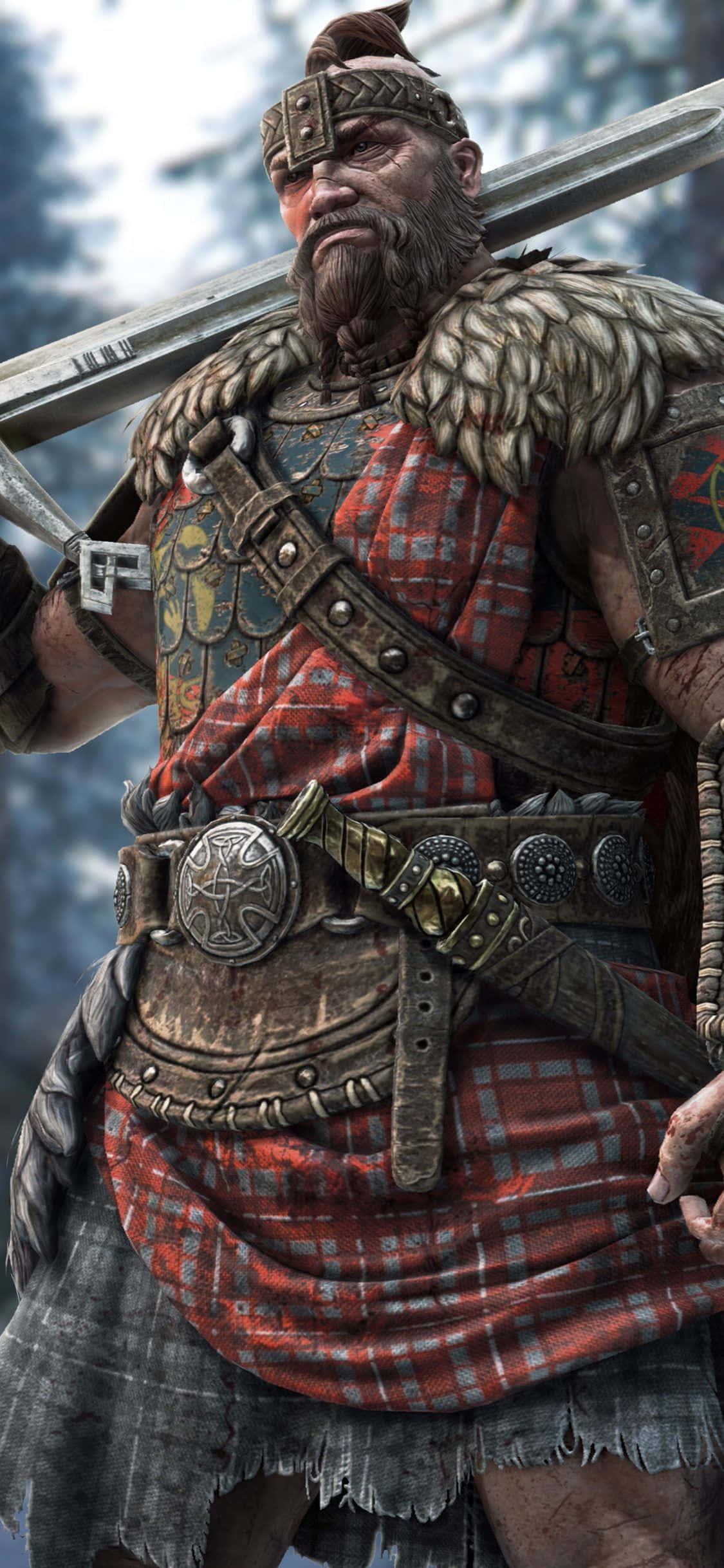 Chiến đấu như một Highlander trong trò chơi chiến đấu trực tuyến khốc liệt, For Honor. Hình nền